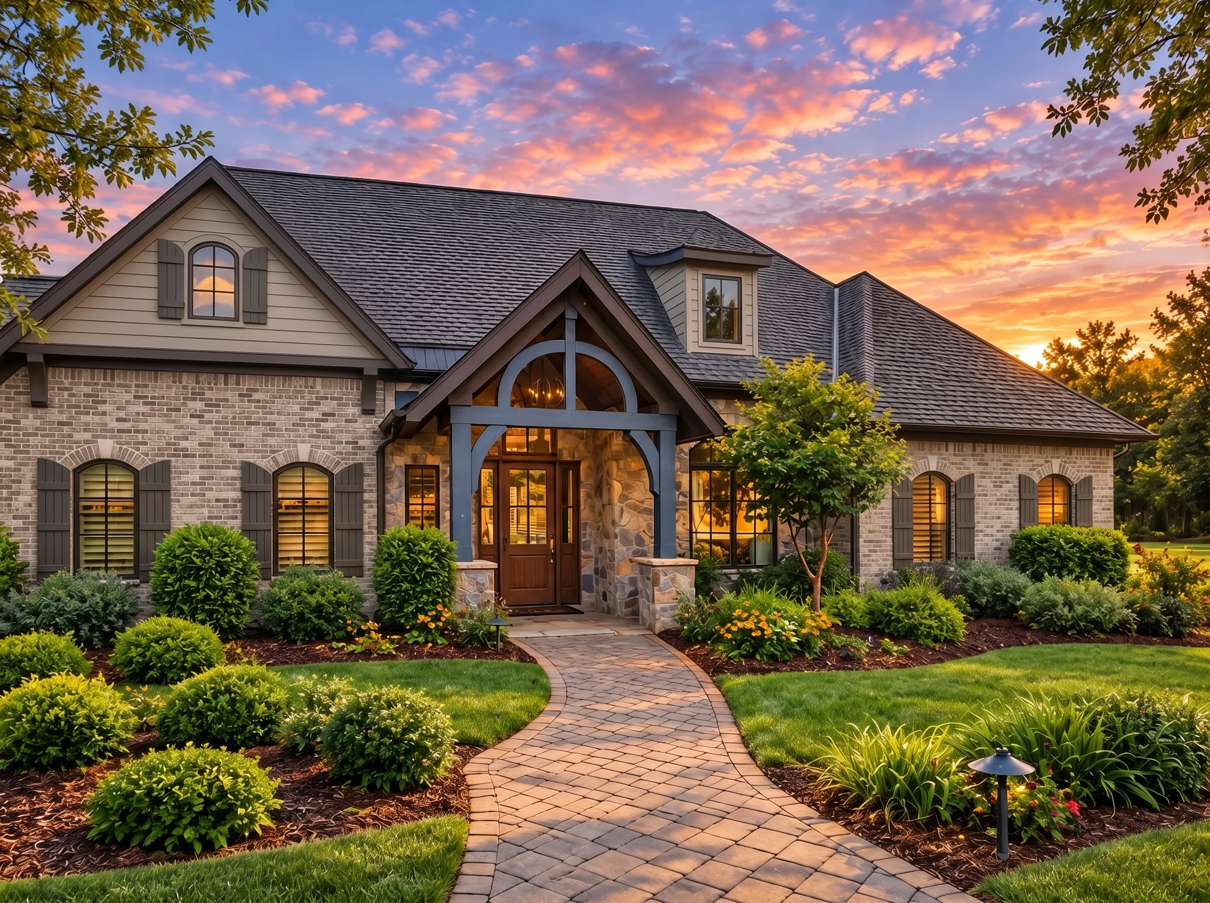 Plan  15-1765 – Virginia Ridge |  French Country – 3-Bed, 3.5-Bath, 2,764 SF - Natural Brick, AI-generated exterior concept