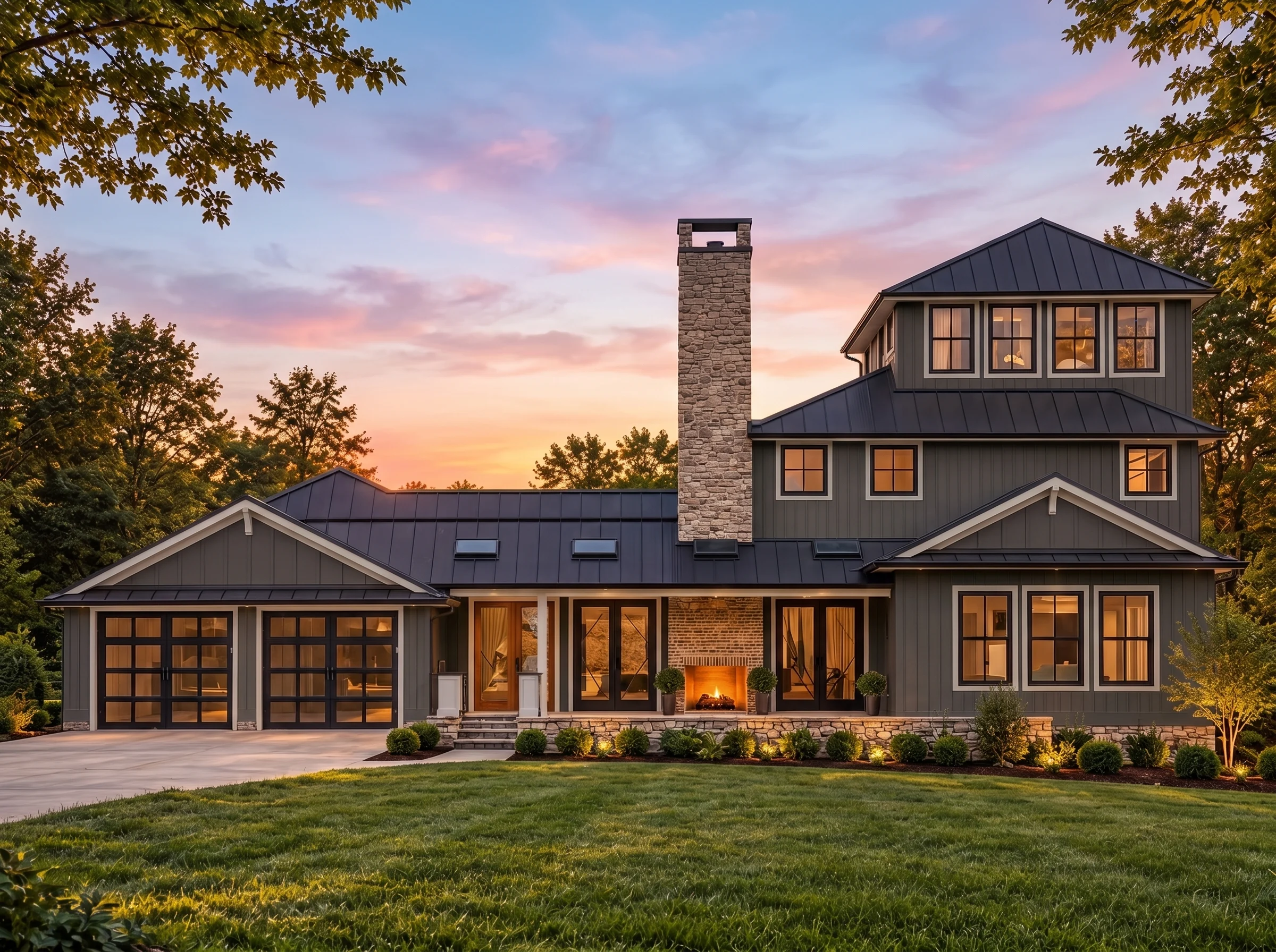 Plan  15-1761 – Homevaulted |  Coastal – 4-Bed, 3.5-Bath, 3,013 SF - Warm Charcoal, AI-generated exterior concept