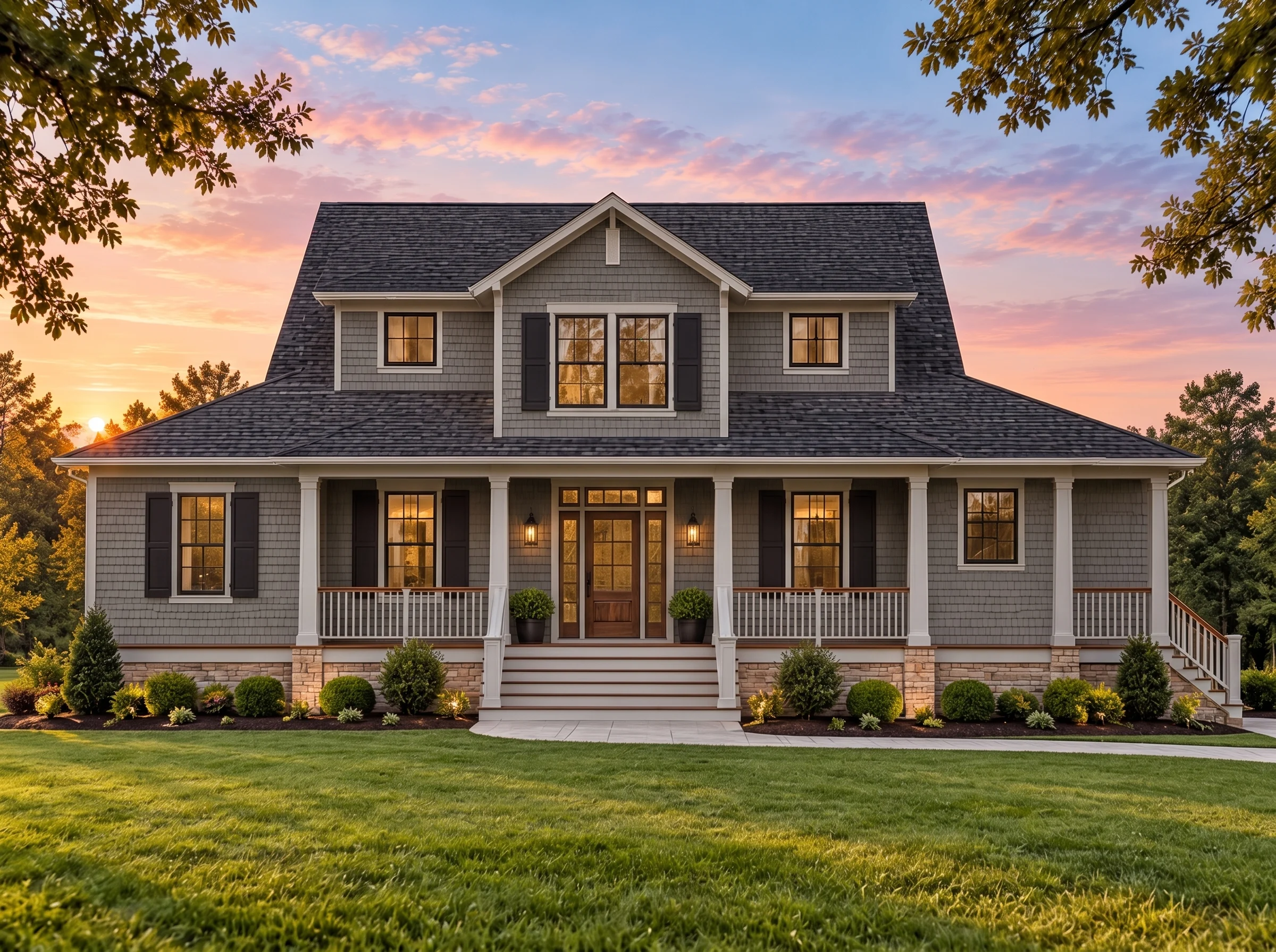 Plan  15-1805 – Ohio Buckeye | Cape  Cod – 4-Bed, 3.5-Bath, 2,910 SF - Warm Charcoal, AI-generated exterior concept