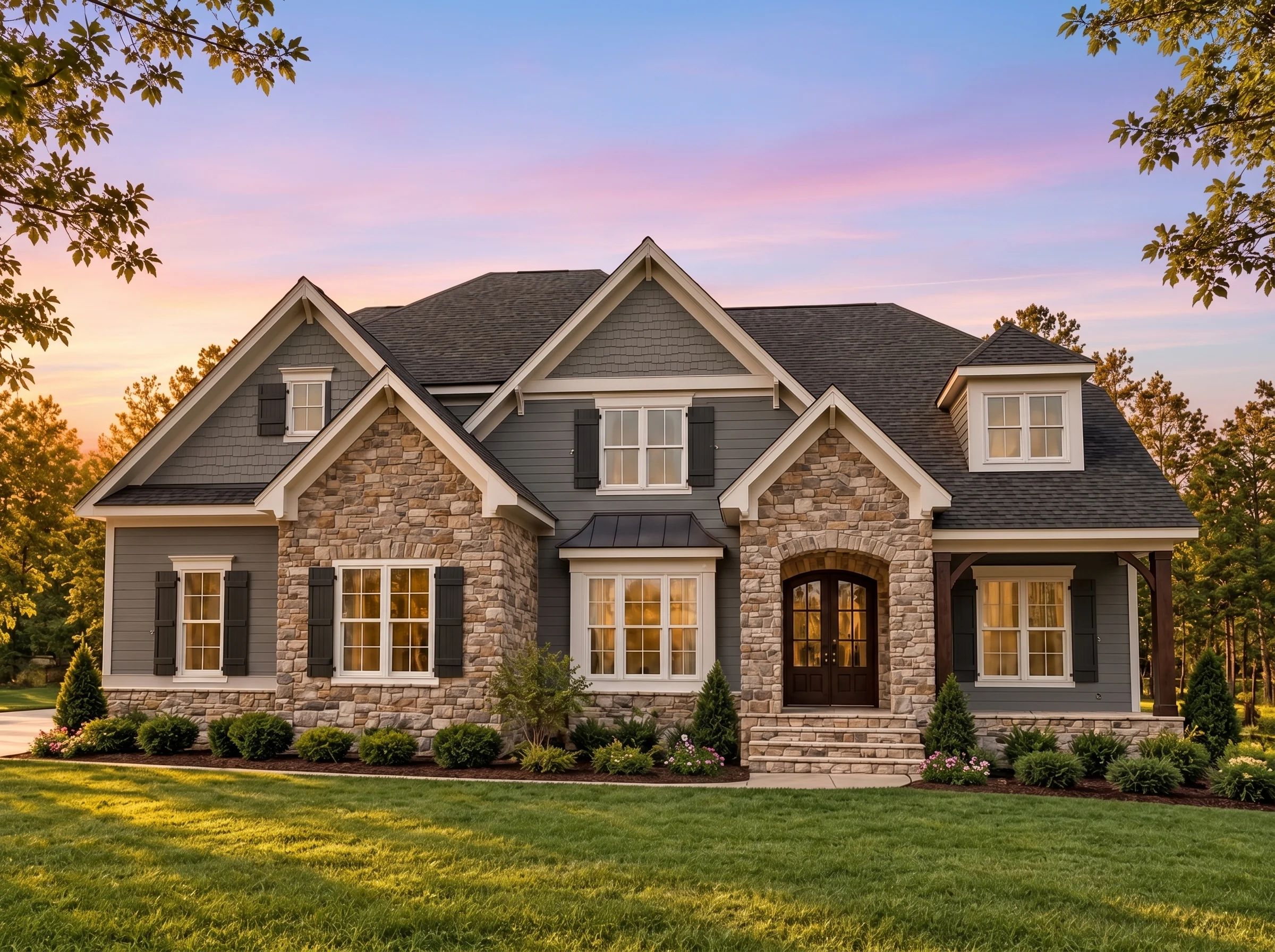 Plan  15-1868 – Form Manor | New  American – 4-Bed, 3.5-Bath, 4,400 SF - Warm Charcoal, AI-generated exterior concept