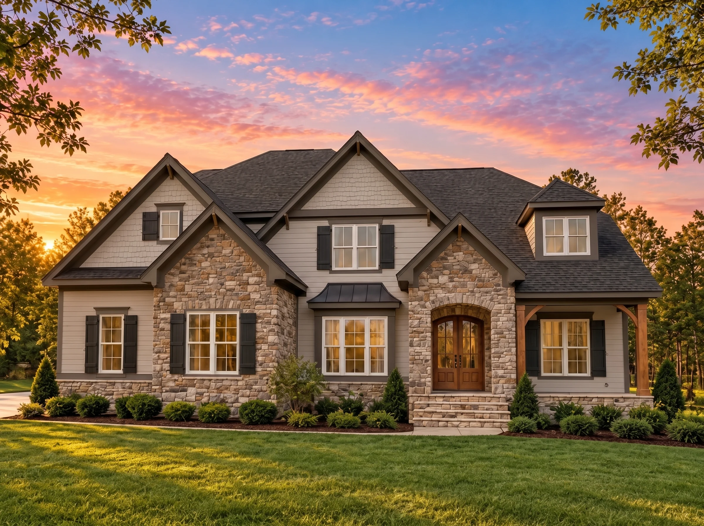 Plan  15-1868 – Form Manor | New  American – 4-Bed, 3.5-Bath, 4,400 SF - Mushroom Taupe, AI-generated exterior concept