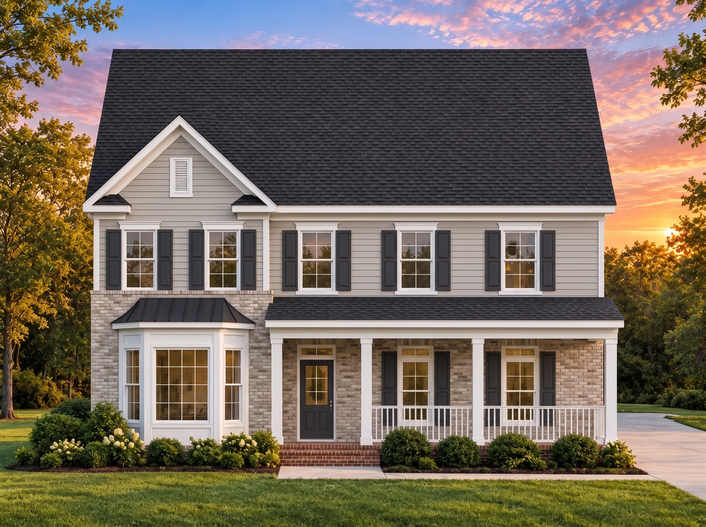 Plan  15-1864 – The Cherries |  Traditional Colonial – 4-Bed, 3.5-Bath, 1,101 SF - Natural Brick, AI-generated exterior concept