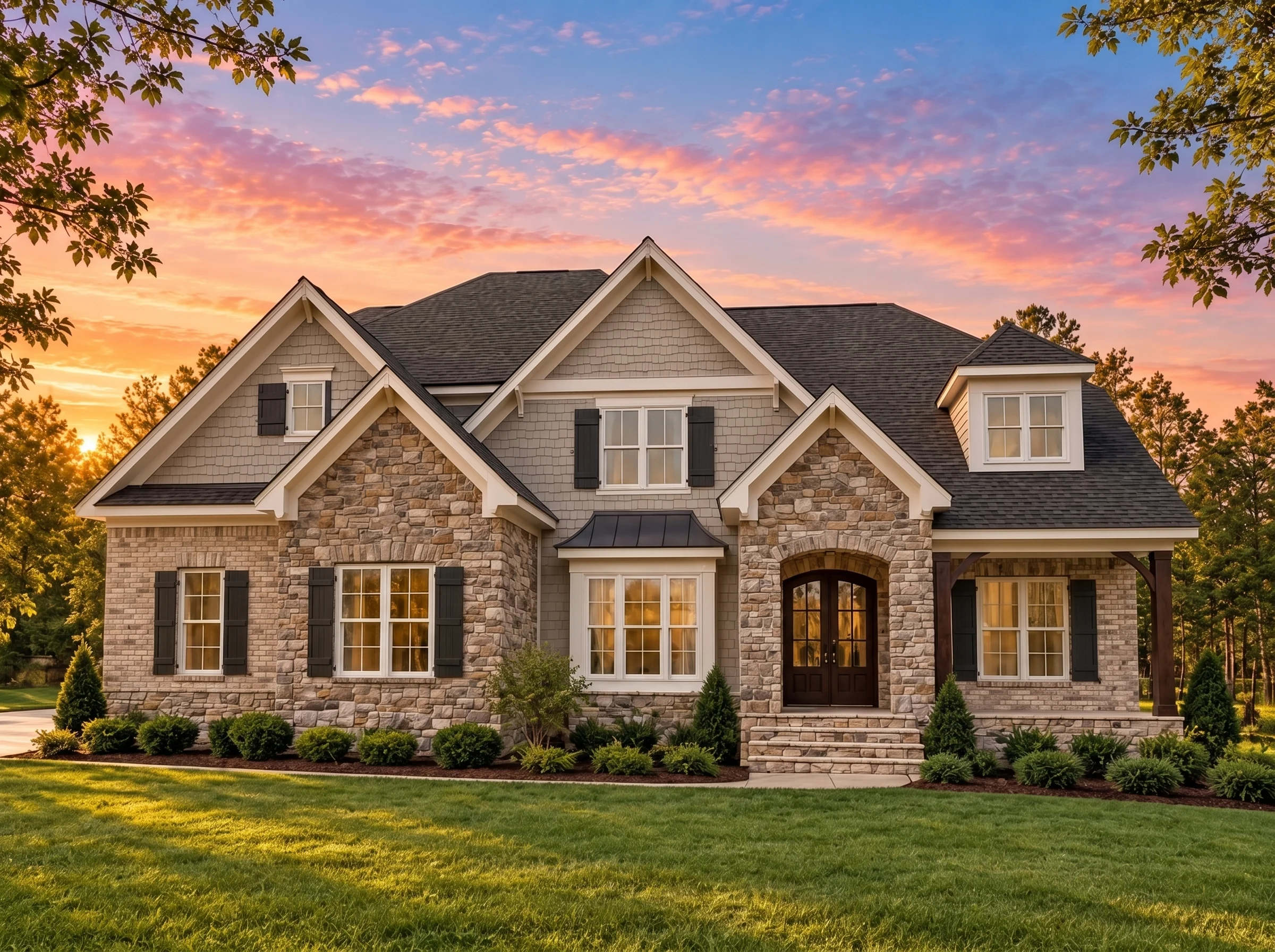 Plan  15-1868 – Form Manor | New  American – 4-Bed, 3.5-Bath, 4,400 SF - Natural Brick, AI-generated exterior concept