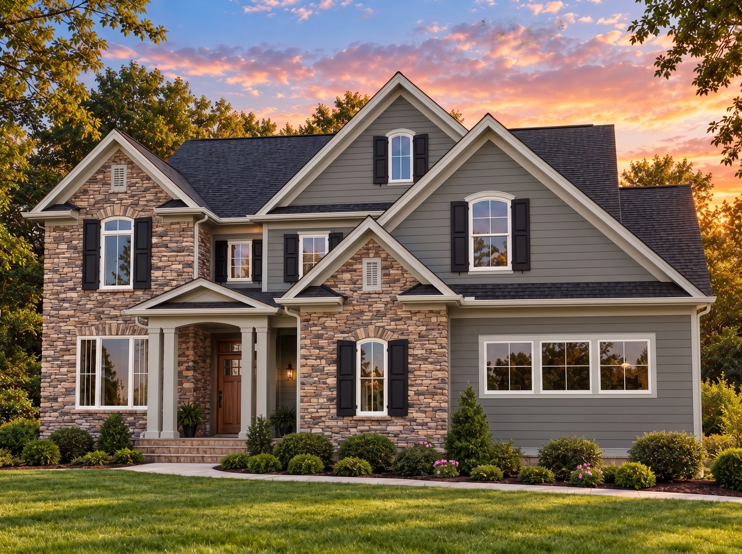 Plan  15-1906 – The Martinez House |  Traditional – 4-Bed, 2.5-Bath, 2,526 SF - Warm Charcoal, AI-generated exterior concept