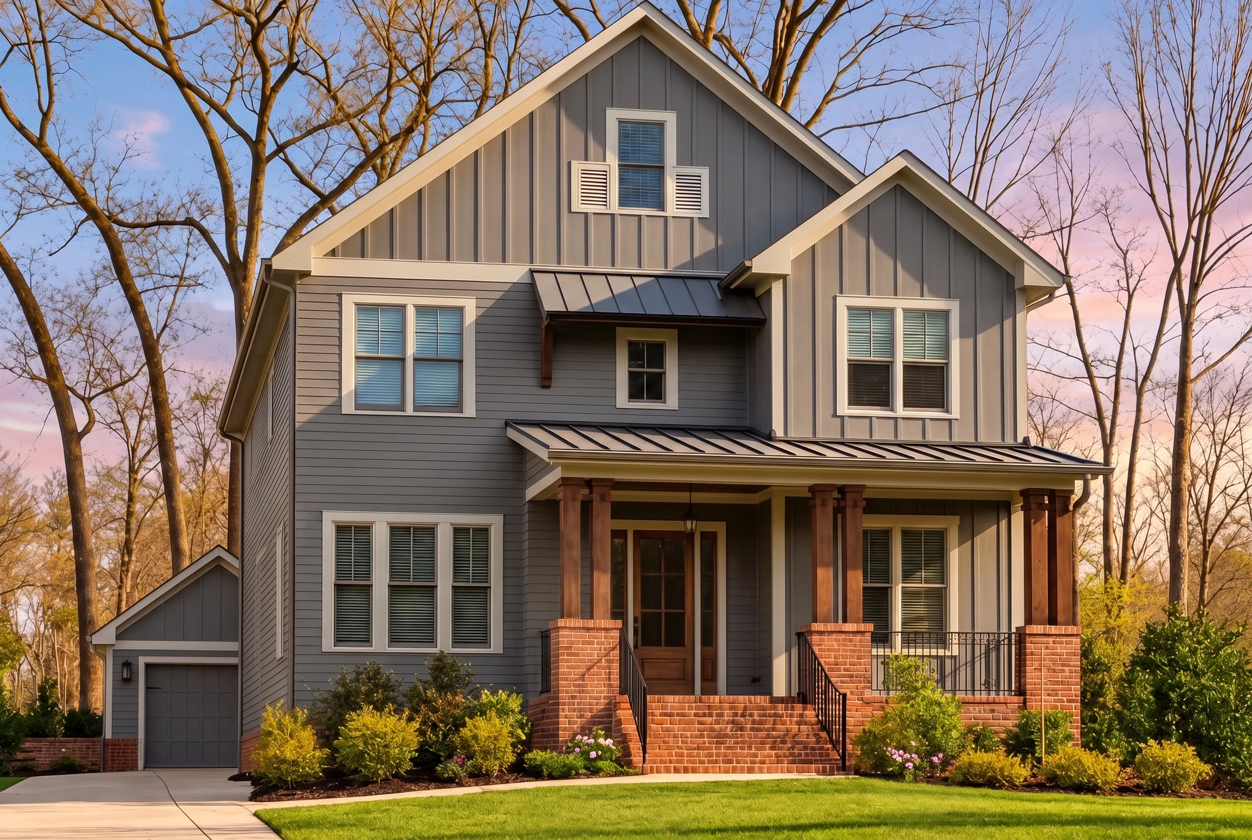 Plan  15-1926 – Auburn Point Farm |  Modern Farmhouse – 5-Bed, 4-Bath, 3,477 SF - Warm Charcoal, AI-generated exterior concept