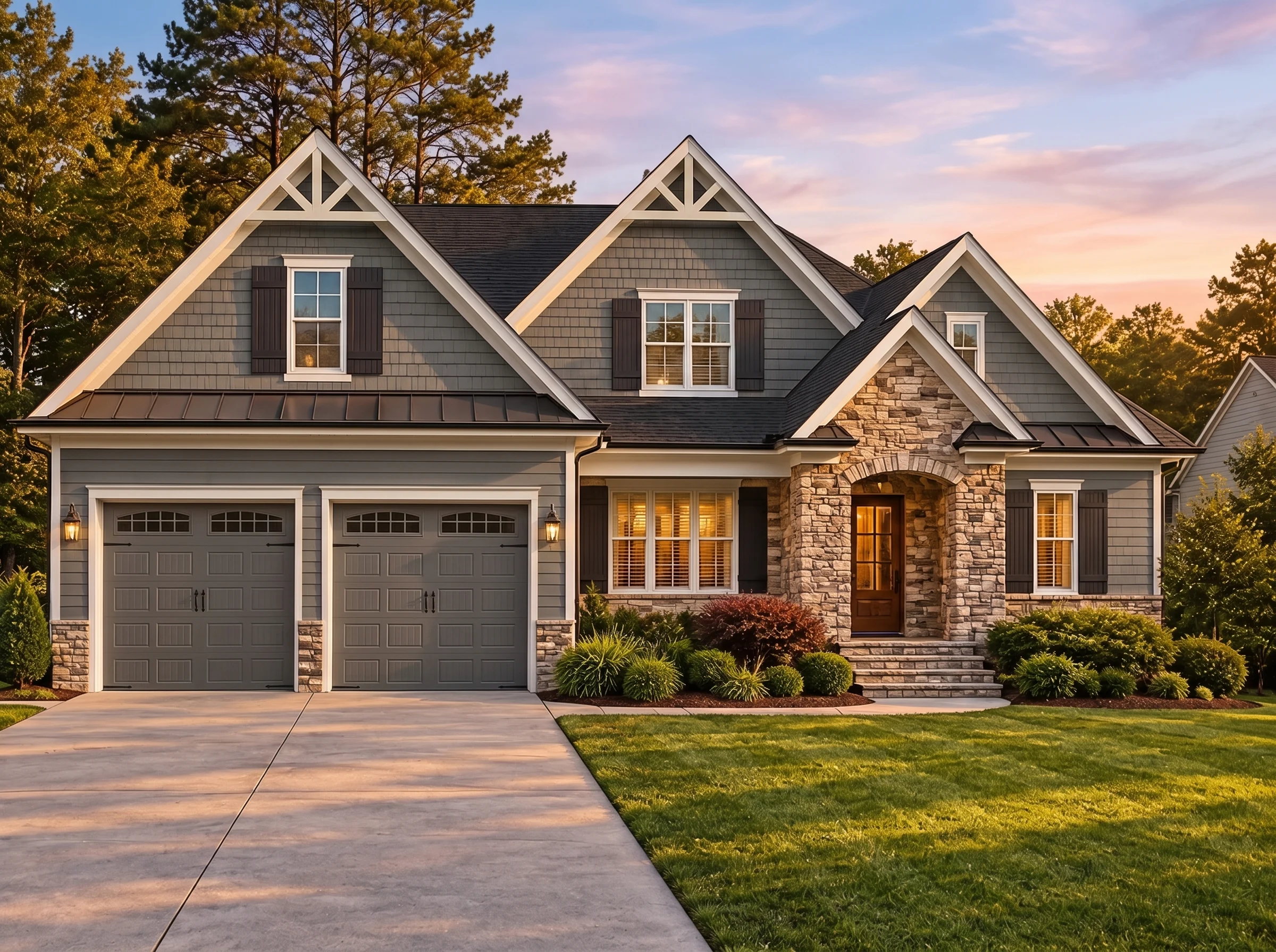 Plan  15-1941 – Aster Lane Retreat |  New American – 4-Bed, 4-Bath, 2,930 SF - Warm Charcoal, AI-generated exterior concept
