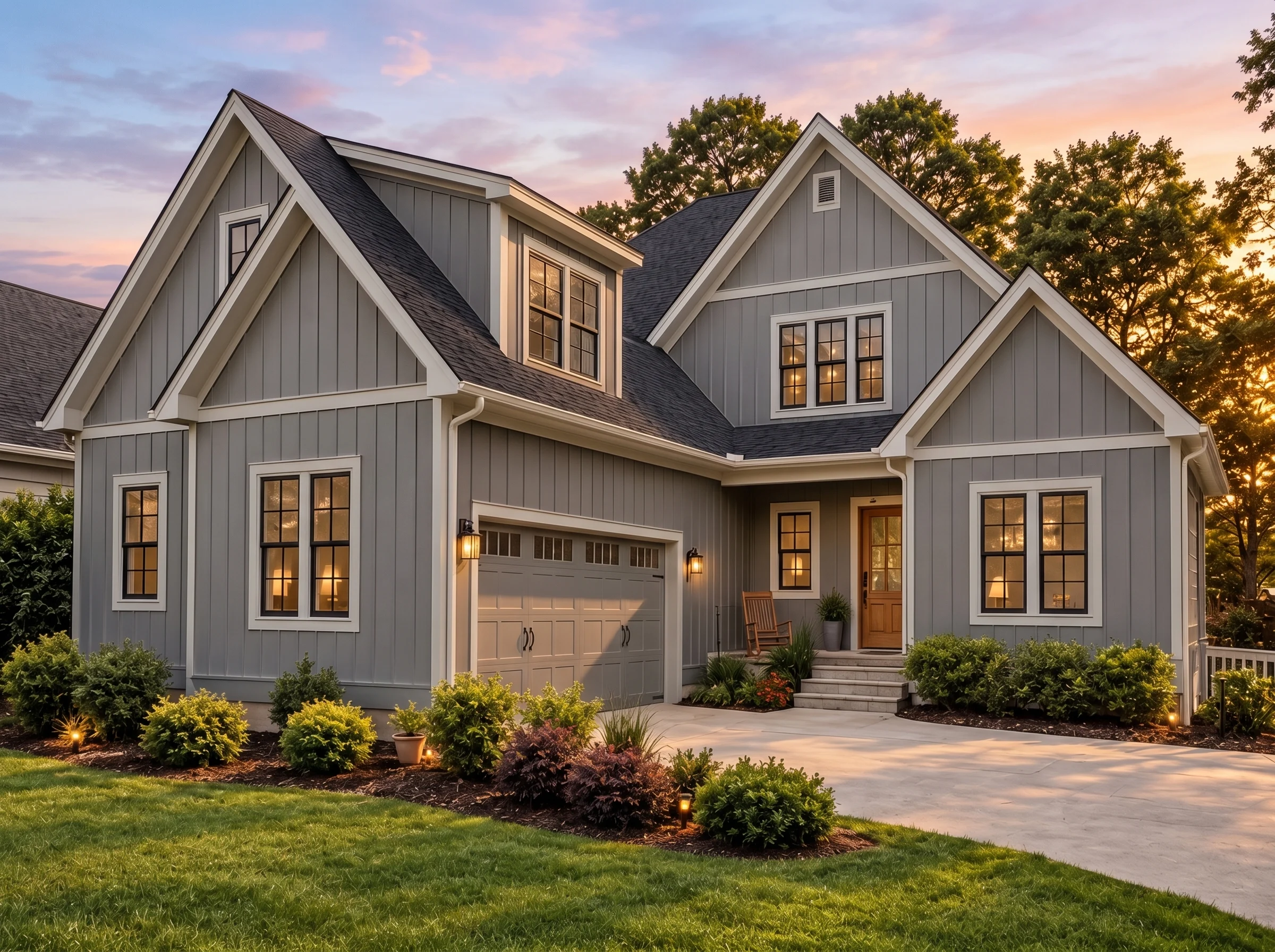 Plan  15-1967 – The Walker Farmhouse  | New American – 4-Bed, 3.5-Bath, 3,143 SF - Warm Charcoal, AI-generated exterior concept
