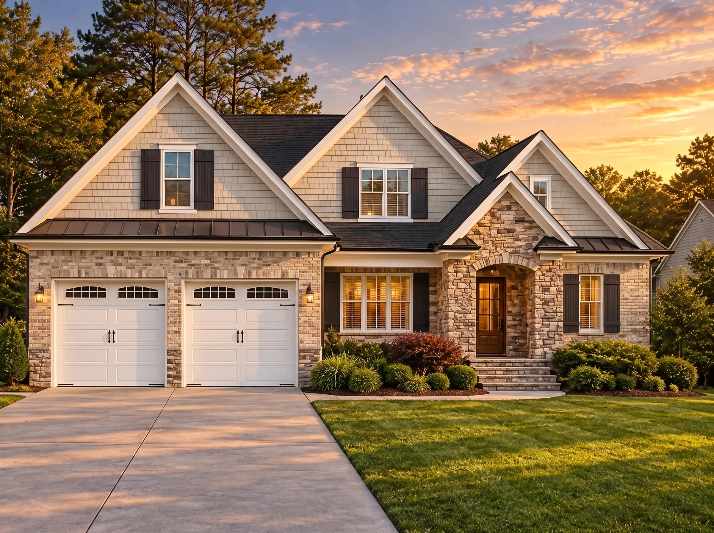 Plan  15-1941 – Aster Lane Retreat |  New American – 4-Bed, 4-Bath, 2,930 SF - Natural Brick, AI-generated exterior concept
