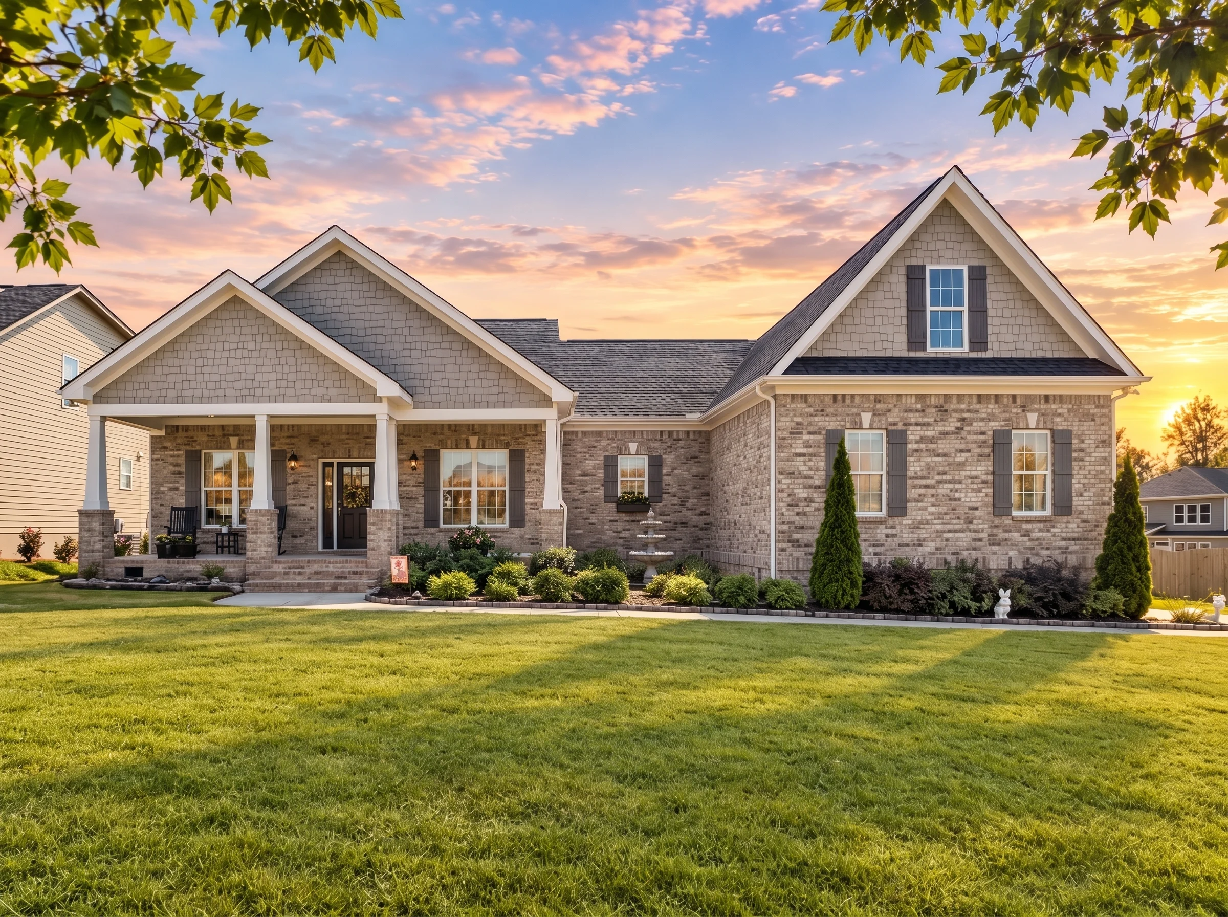 Plan  15-2052 – Aster Cove Farm |  Traditional Ranch – 3-Bed, 2-Bath, 1,979 SF - Natural Brick, AI-generated exterior concept