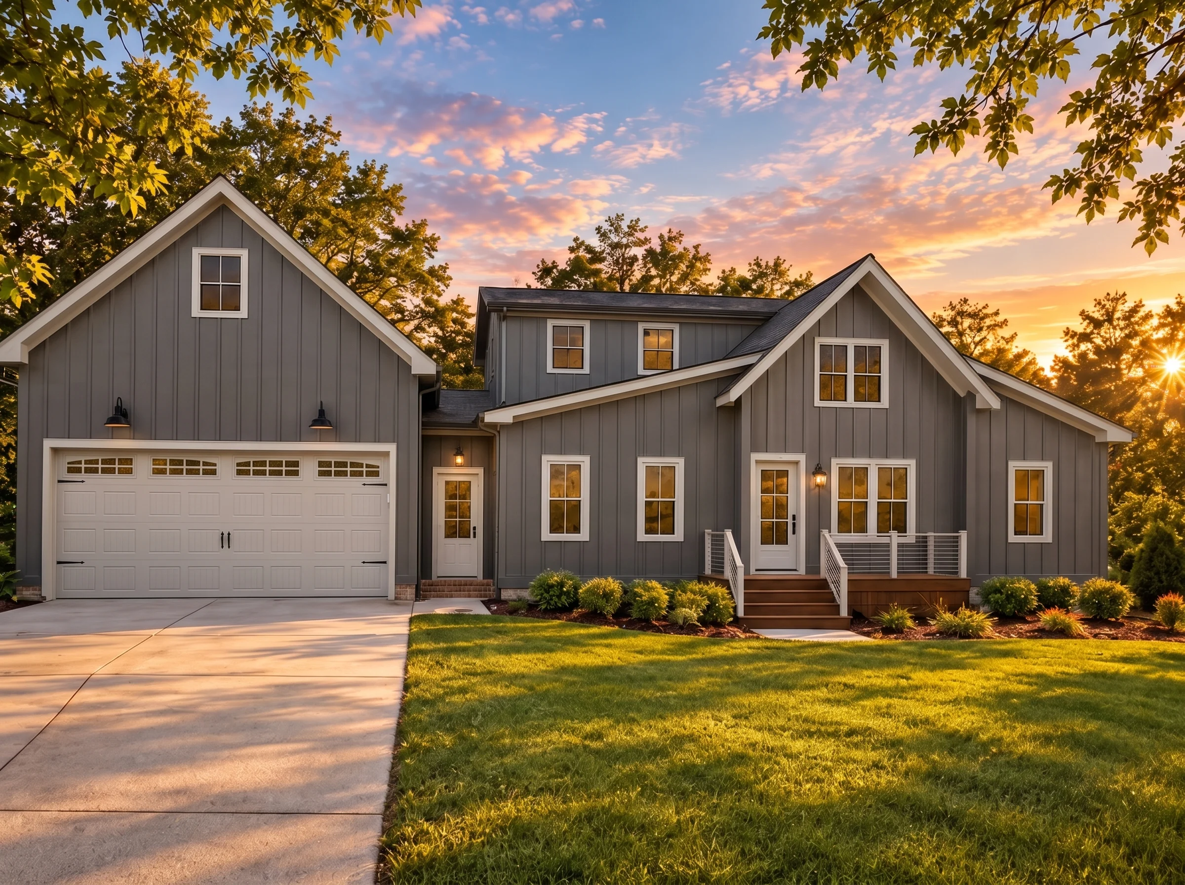 Plan  15-2067 – Auburn Grove Estate  | Modern Farmhouse – 3-Bed, 2.5-Bath, 4,293 SF - Warm Charcoal, AI-generated exterior concept