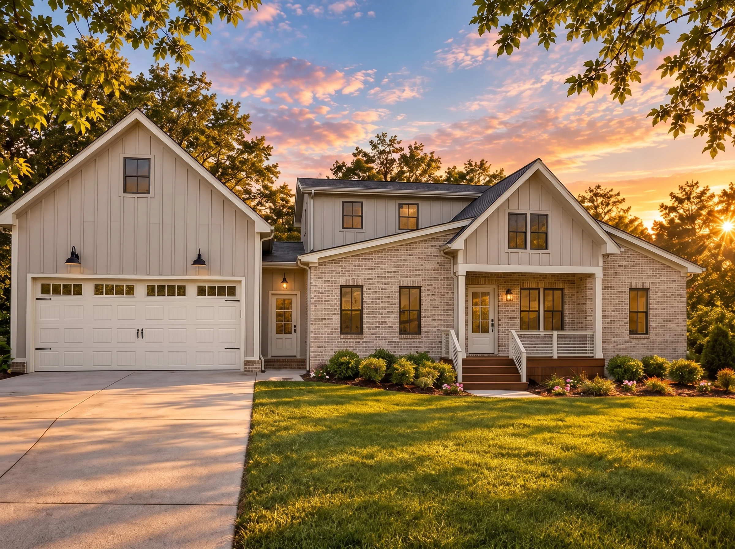 Plan  15-2067 – Auburn Grove Estate  | Modern Farmhouse – 3-Bed, 2.5-Bath, 4,293 SF - Natural Brick, AI-generated exterior concept