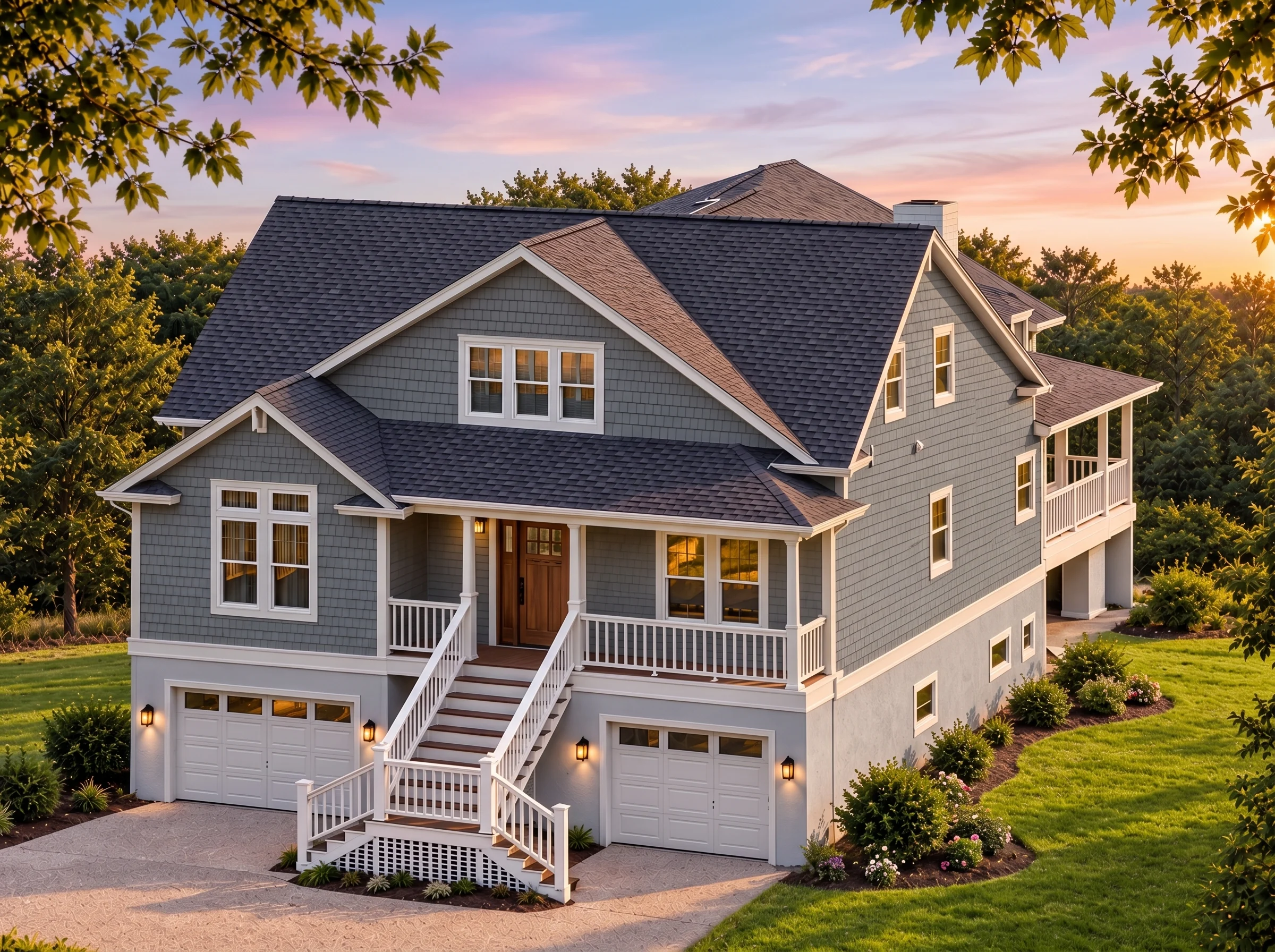 Plan  15-2075 – Auburn Ridge Farm |  Modern Farmhouse – 4-Bed, 4.5-Bath, 4,218 SF - Warm Charcoal, AI-generated exterior concept