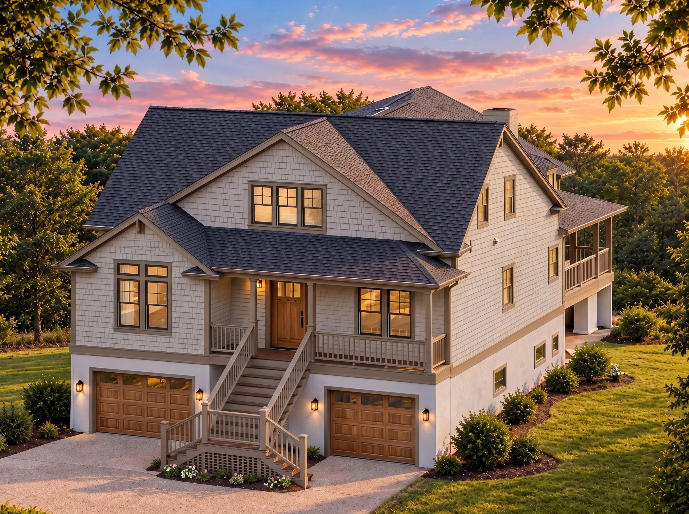 Plan  15-2075 – Auburn Ridge Farm |  Modern Farmhouse – 4-Bed, 4.5-Bath, 4,218 SF - Mushroom Taupe, AI-generated exterior concept