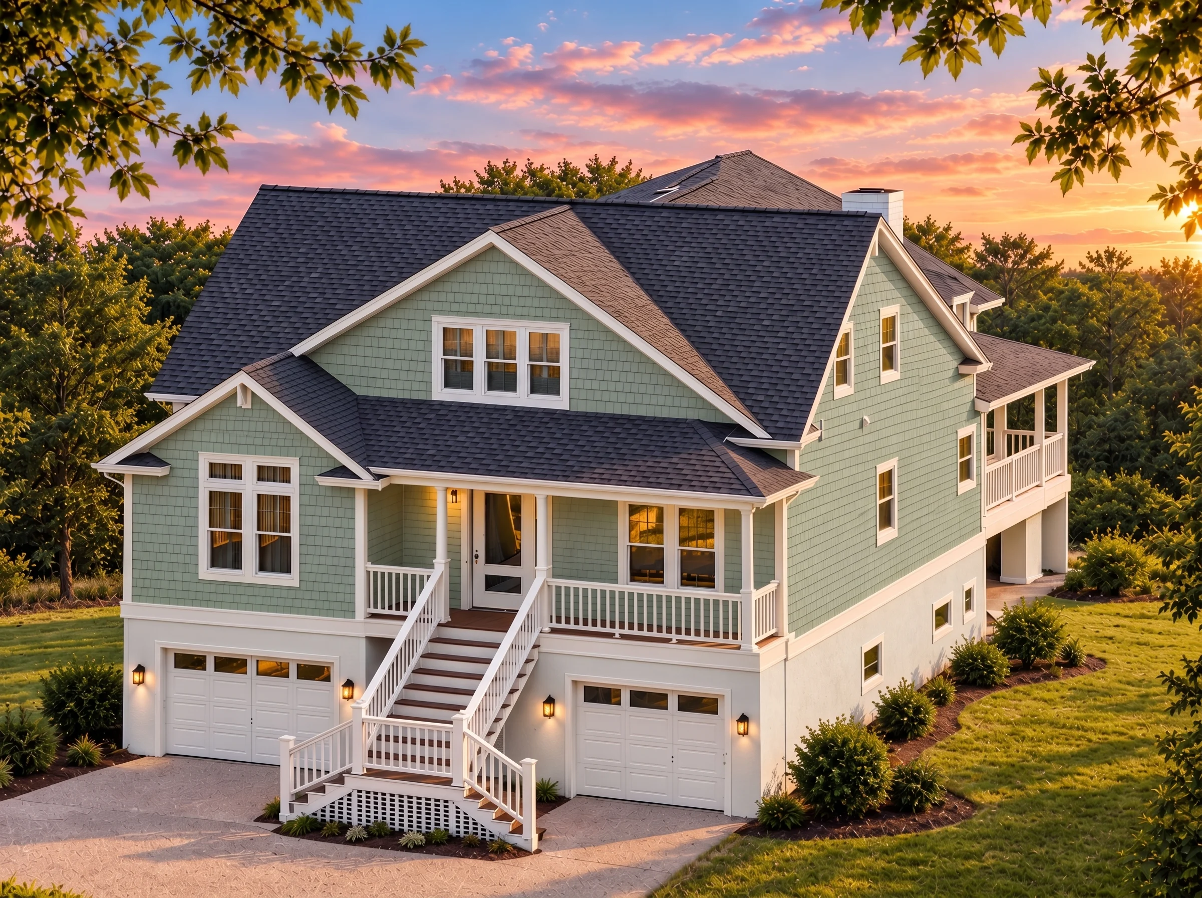 Plan  15-2075 – Auburn Ridge Farm |  Modern Farmhouse – 4-Bed, 4.5-Bath, 4,218 SF - Muted Sage, AI-generated exterior concept