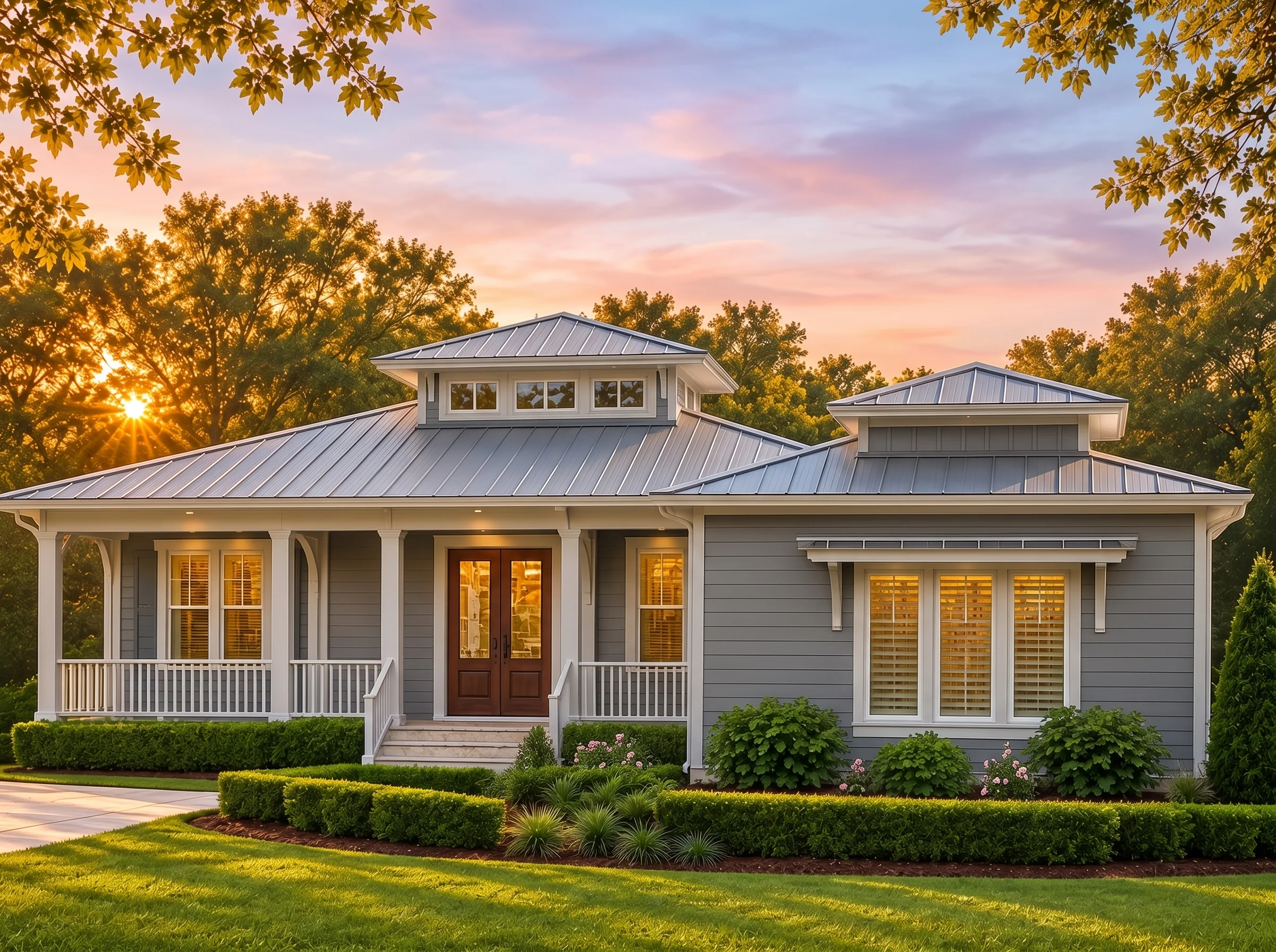 Plan  16-1012 – Aster Willow Homestead  | Coastal Cottage – 4-Bed, 5.5-Bath, 3,759 SF - Warm Charcoal, AI-generated exterior concept