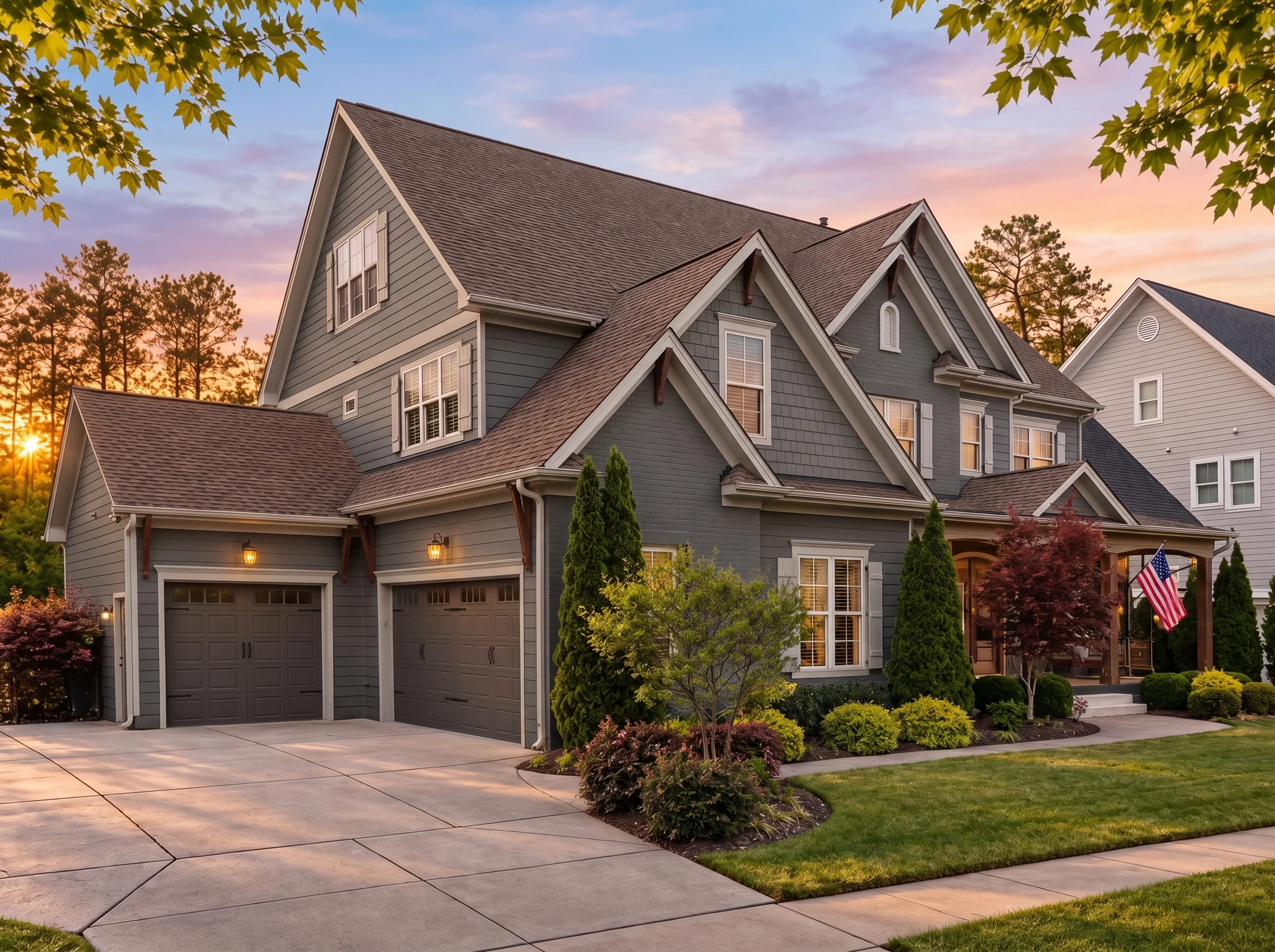 Plan  16-1021 – Auburn Knoll Homestead  | Traditional Colonial – 5-Bed, 4-Bath, 3,890 SF - Warm Charcoal, AI-generated exterior concept