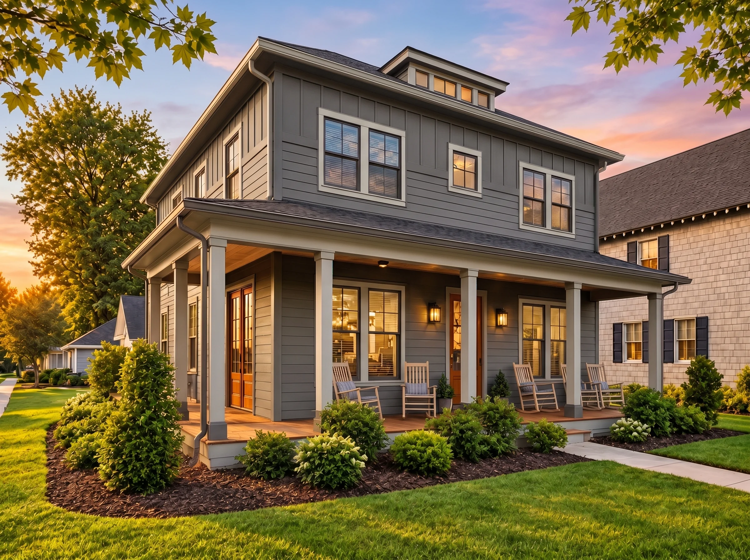 Plan  16-1053 – Gonzalez Walk |  Coastal Traditional – 3-Bed, 3-Bath, 2,649 SF - Warm Charcoal, AI-generated exterior concept