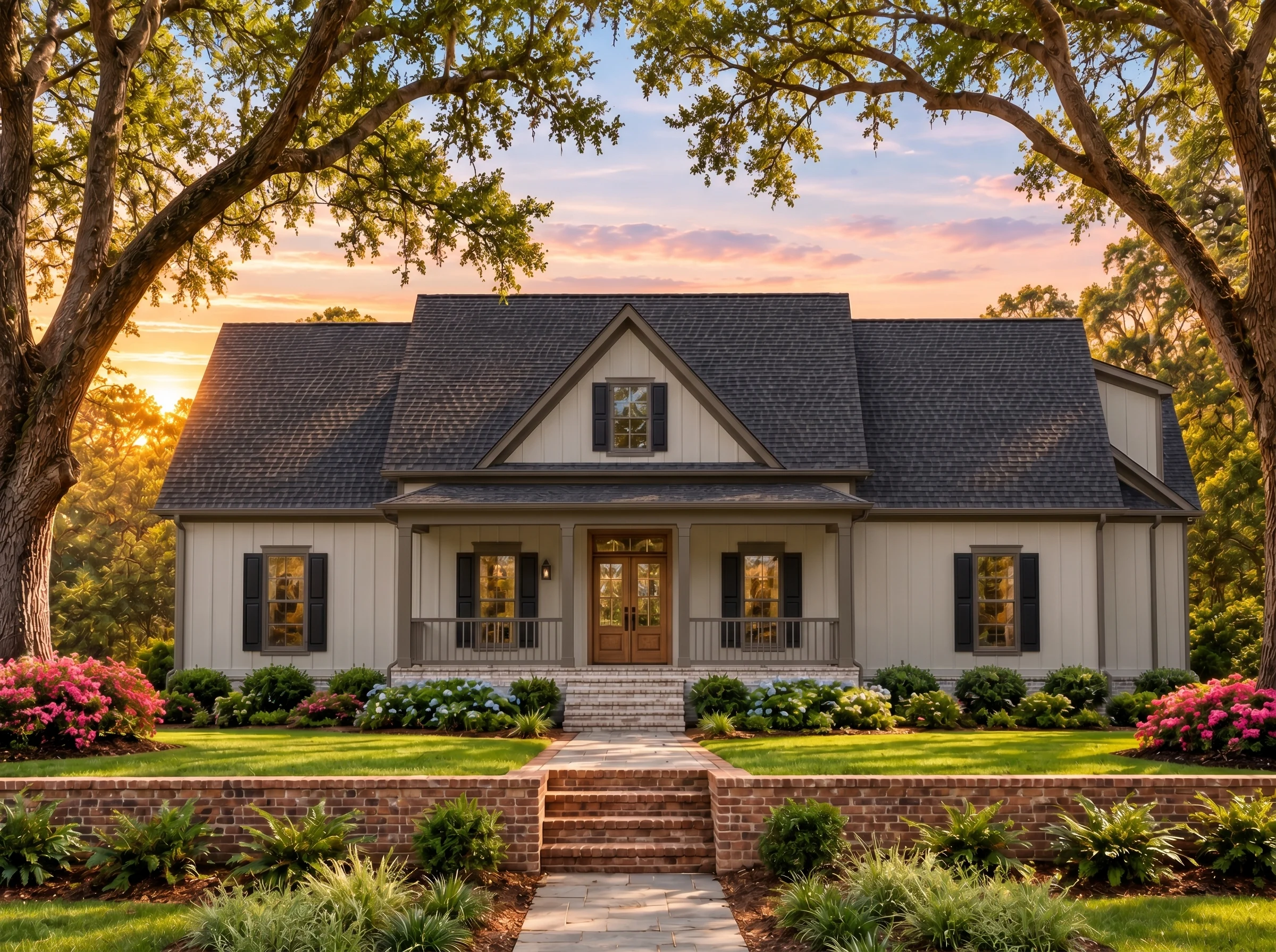 Plan  16-1095 – Aster Crossing House  | Colonial – 3-Bed, 3.5-Bath, 2,527 SF - Mushroom Taupe, AI-generated exterior concept