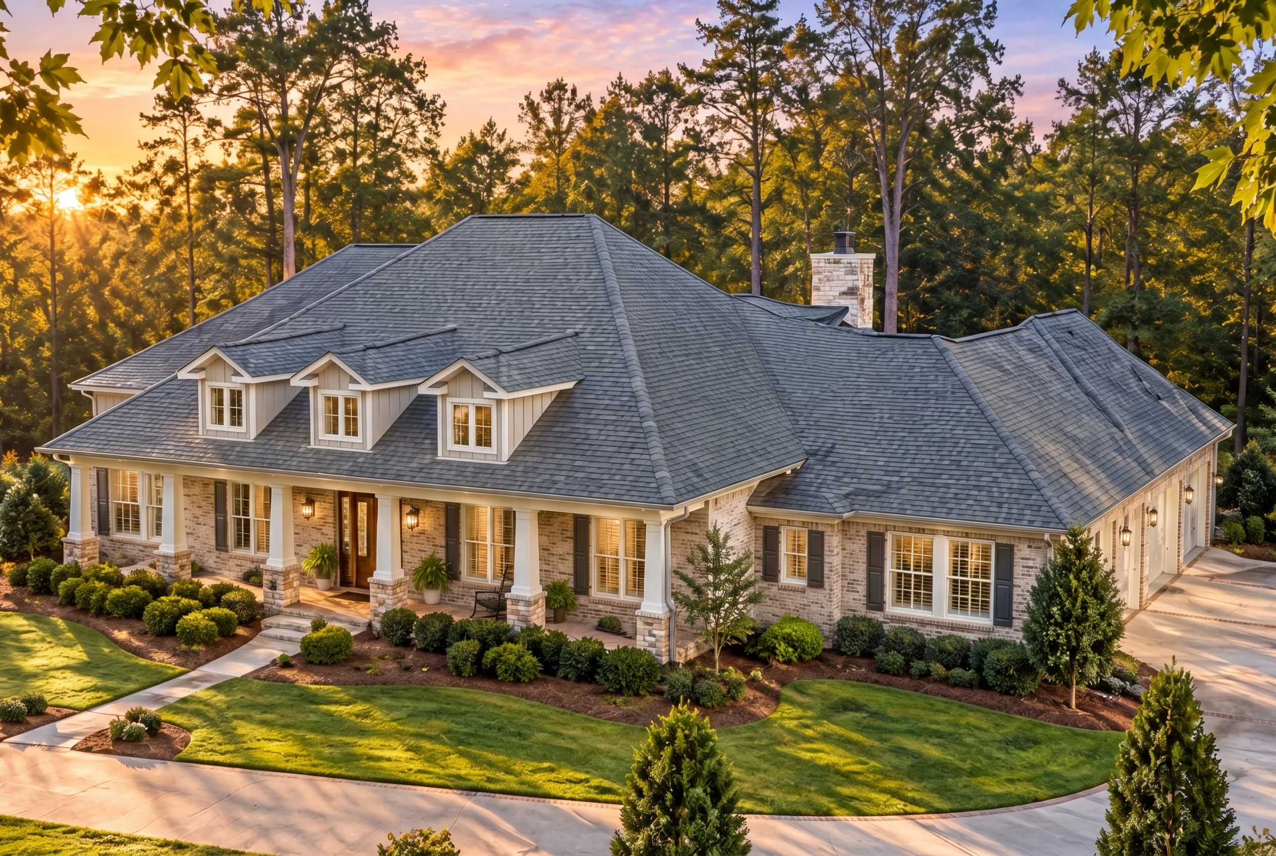 Plan  16-1171 – The Spirit |  Classical Southern – 3-Bed, 3.5-Bath, 4,200 SF - Natural Brick, AI-generated exterior concept
