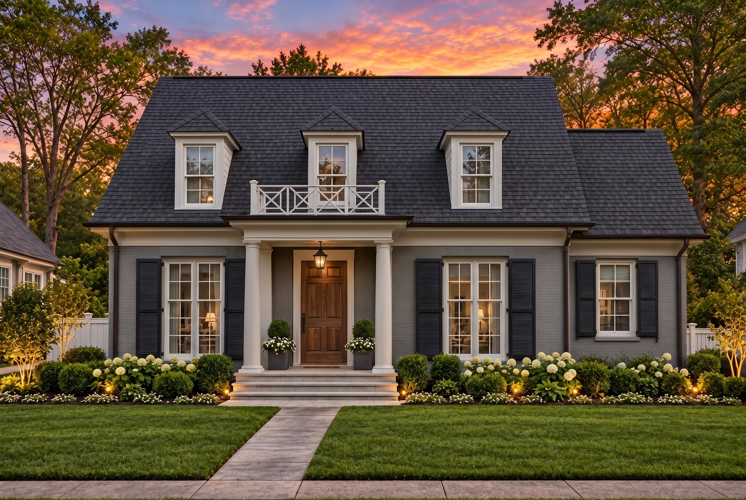 Plan  16-1316 – The Sigh | Cape Cod  – 4-Bed, 4.5-Bath, 3,202 SF - Warm Charcoal, AI-generated exterior concept