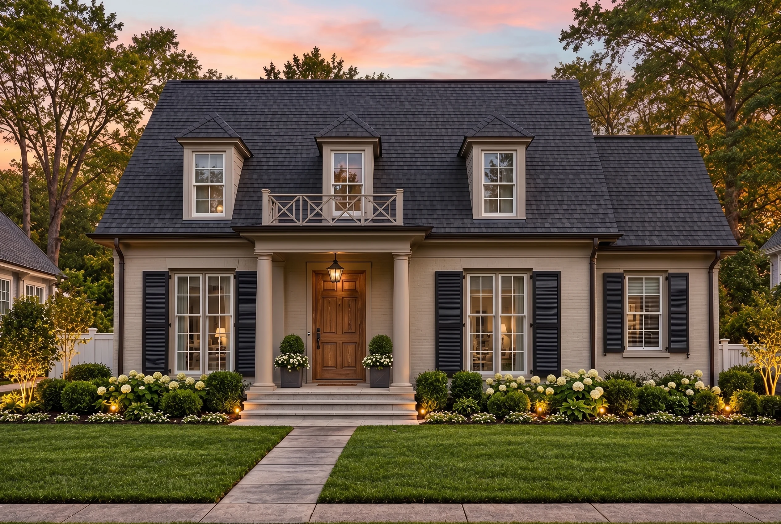 Plan  16-1316 – The Sigh | Cape Cod  – 4-Bed, 4.5-Bath, 3,202 SF - Mushroom Taupe, AI-generated exterior concept