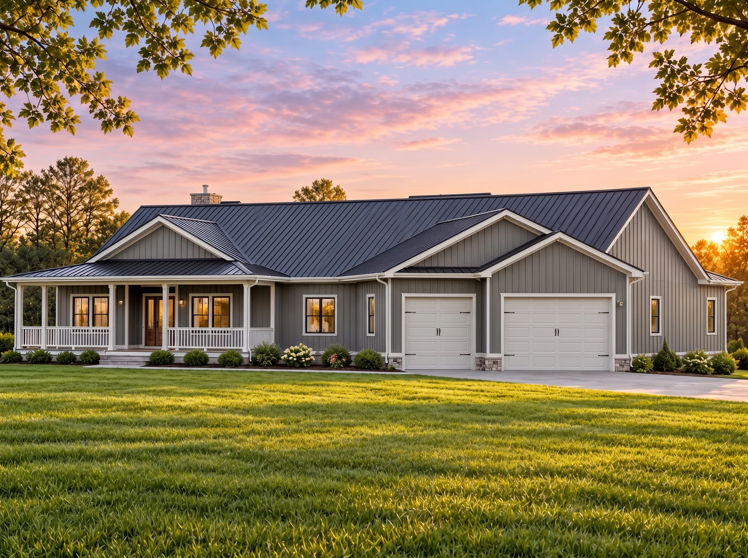 Plan  16-1394 – Skyline Contractors  | Ranch – 4-Bed, 3.5-Bath, 2,914 SF - Warm Charcoal, AI-generated exterior concept