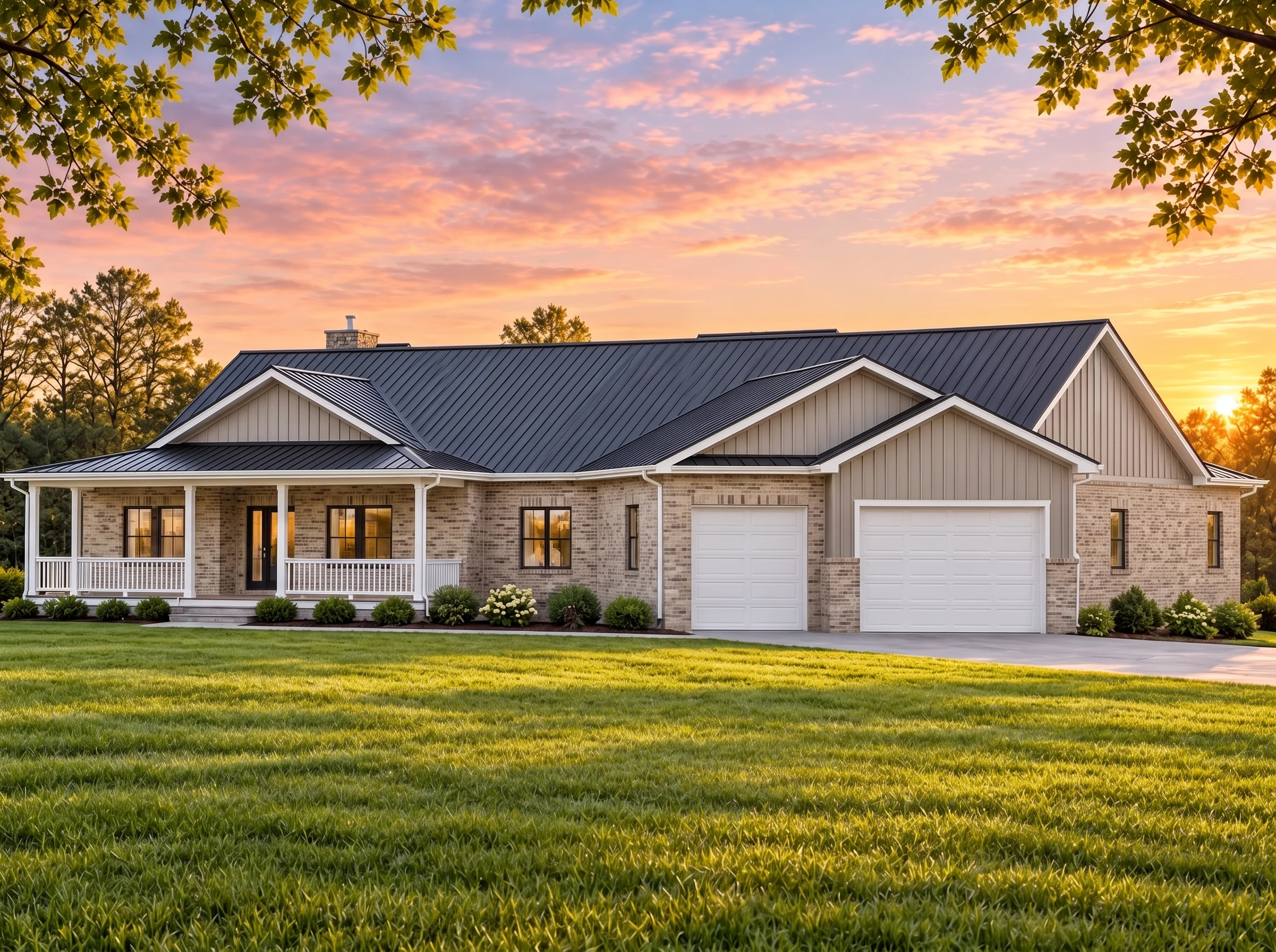 Plan  16-1394 – Skyline Contractors  | Ranch – 4-Bed, 3.5-Bath, 2,914 SF - Natural Brick, AI-generated exterior concept
