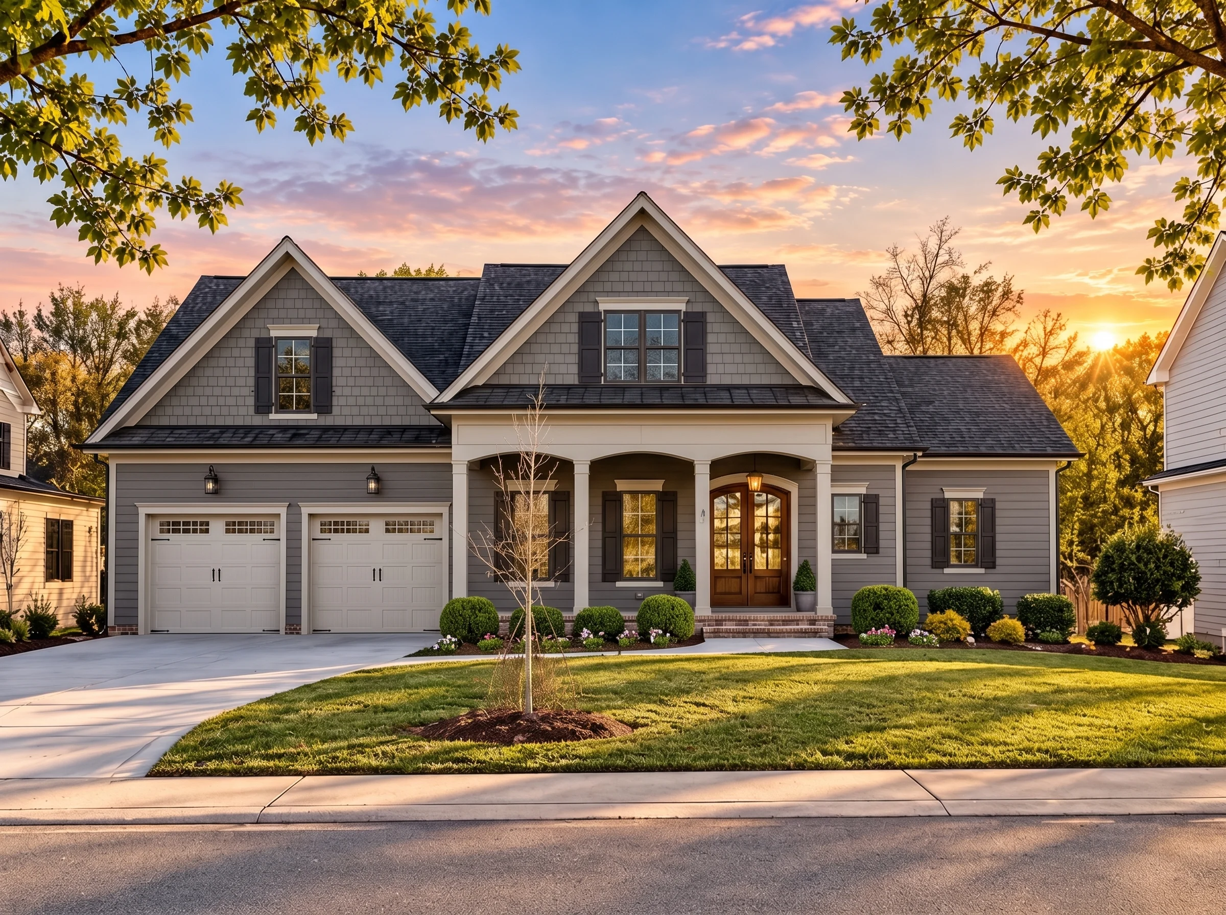 Plan  16-1377 – The Richardson Station  | New American – 3-Bed, 3.5-Bath, 3,601 SF - Warm Charcoal, AI-generated exterior concept