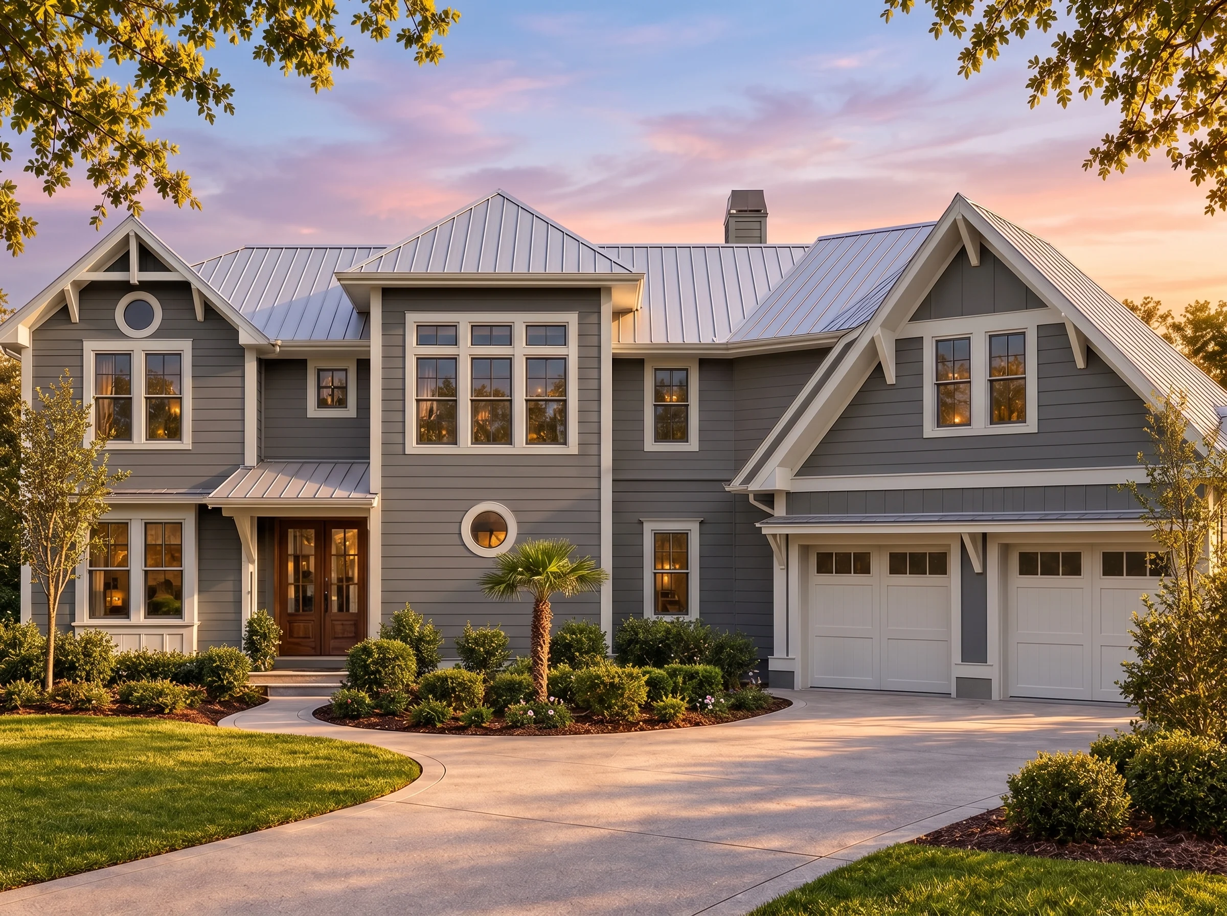 Plan  16-1350 – The Murphy Manor |  Coastal Farmhouse – 4-Bed, 4.5-Bath, 4,057 SF - Warm Charcoal, AI-generated exterior concept