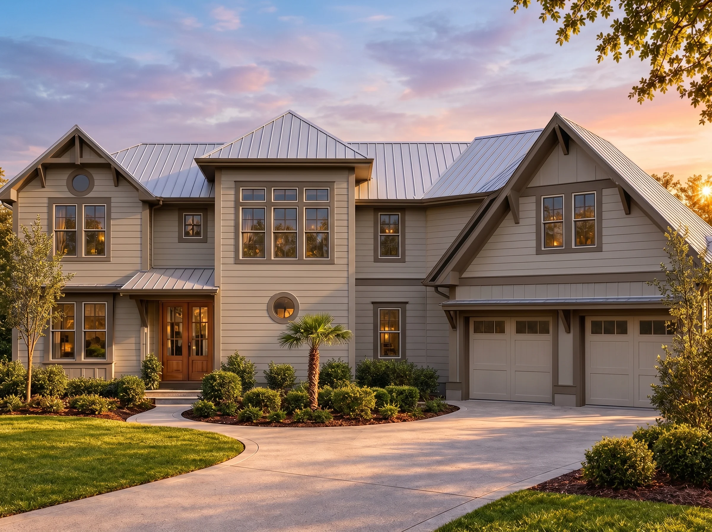 Plan  16-1350 – The Murphy Manor |  Coastal Farmhouse – 4-Bed, 4.5-Bath, 4,057 SF - Mushroom Taupe, AI-generated exterior concept