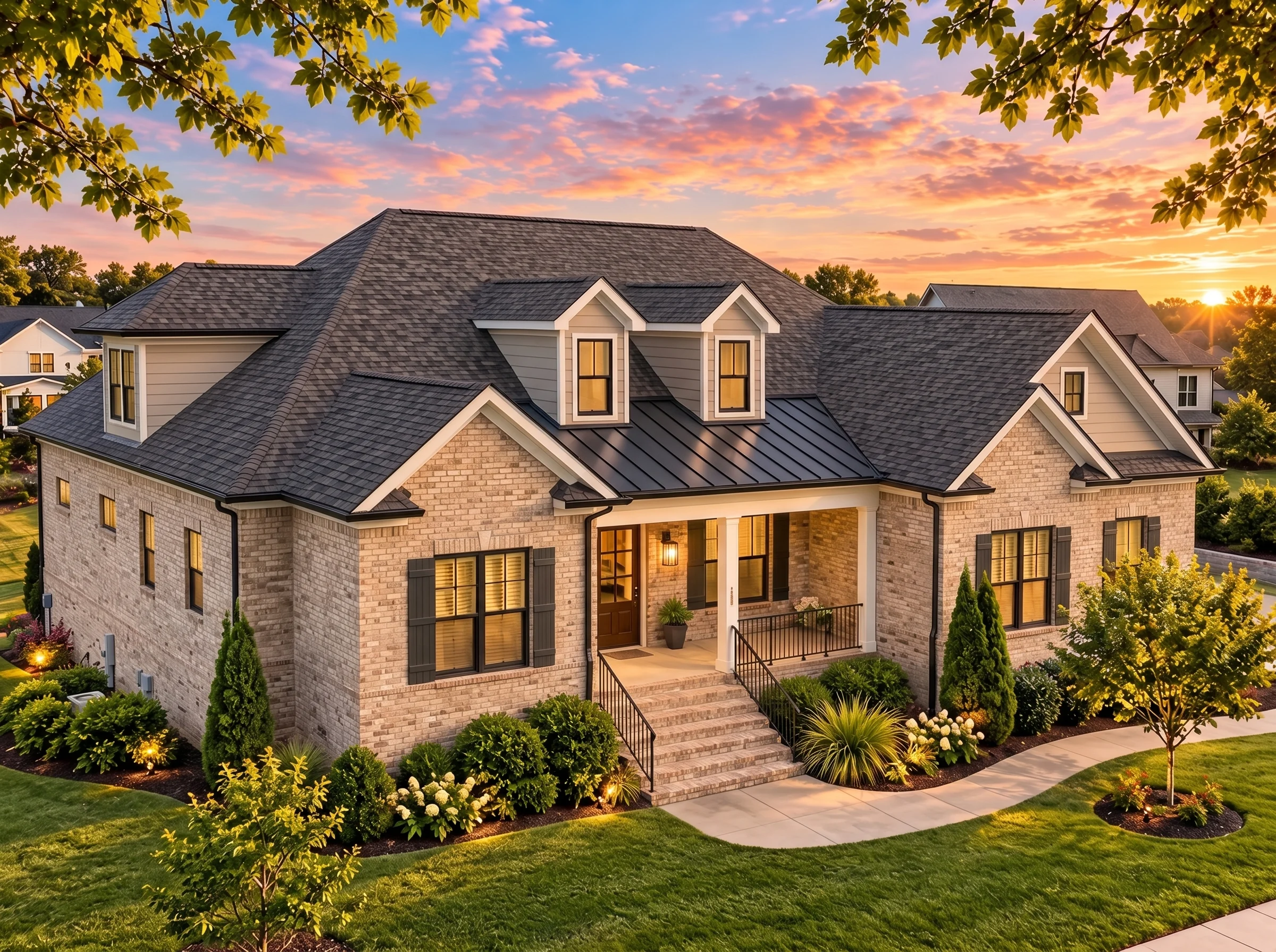 Plan  16-1518 – Louisiana Basin |  New American – 4-Bed, 3-Bath, 3,030 SF - Natural Brick, AI-generated exterior concept