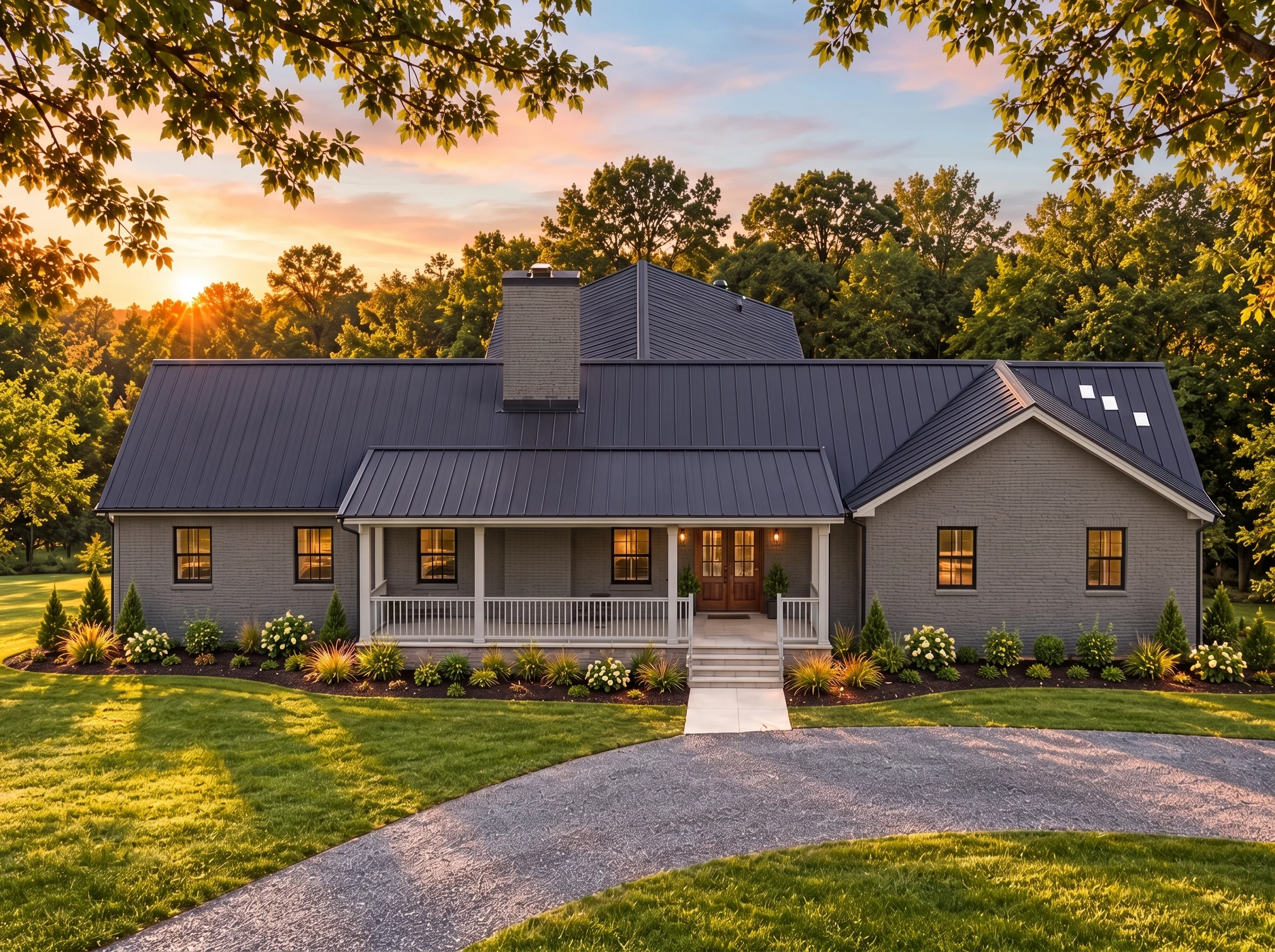 Plan  16-1512 – VistaCube Villa |  Traditional Ranch – 3-Bed, 2-Bath, 1,710 SF - Warm Charcoal, AI-generated exterior concept