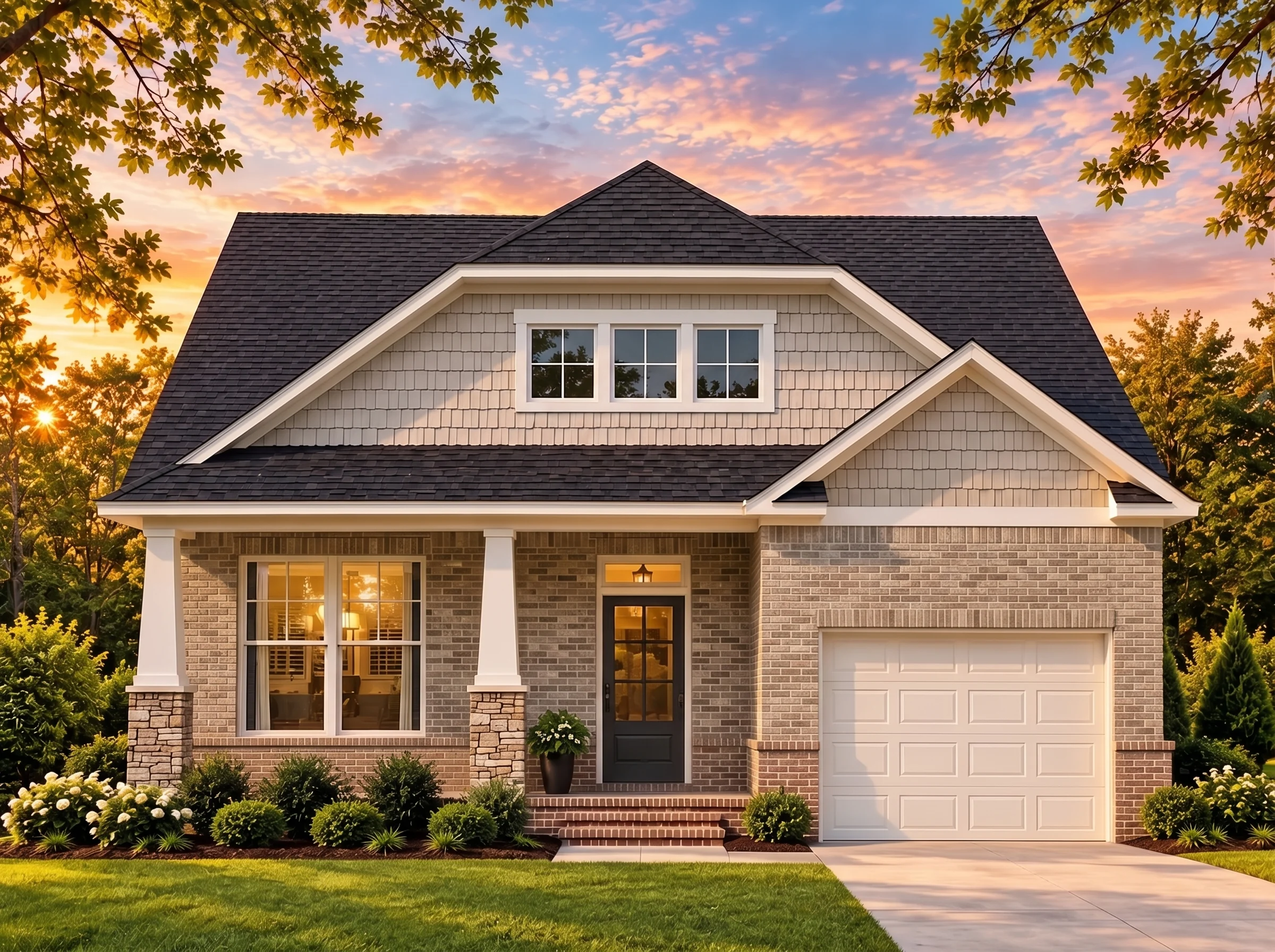 Plan  16-1474 – Alabama Bay |  Craftsman – 3-Bed, 2-Bath, 1,676 SF - Natural Brick, AI-generated exterior concept