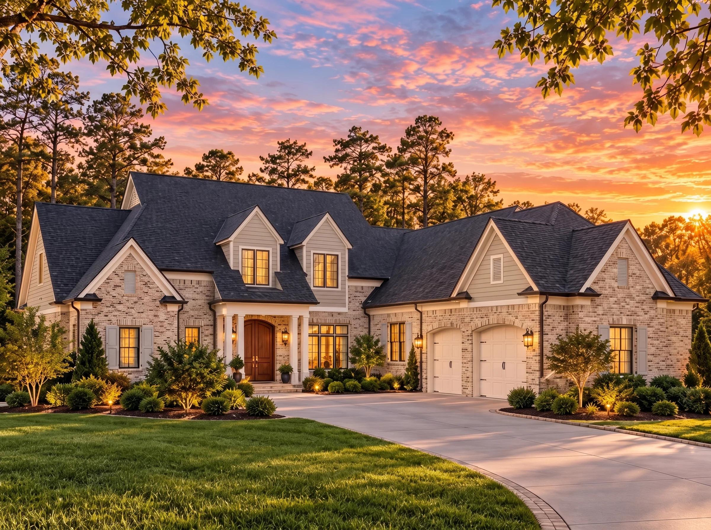 Plan  16-1579 – Minnesota Twin |  French Country – 4-Bed, 3.5-Bath, 4,405 SF - Natural Brick, AI-generated exterior concept