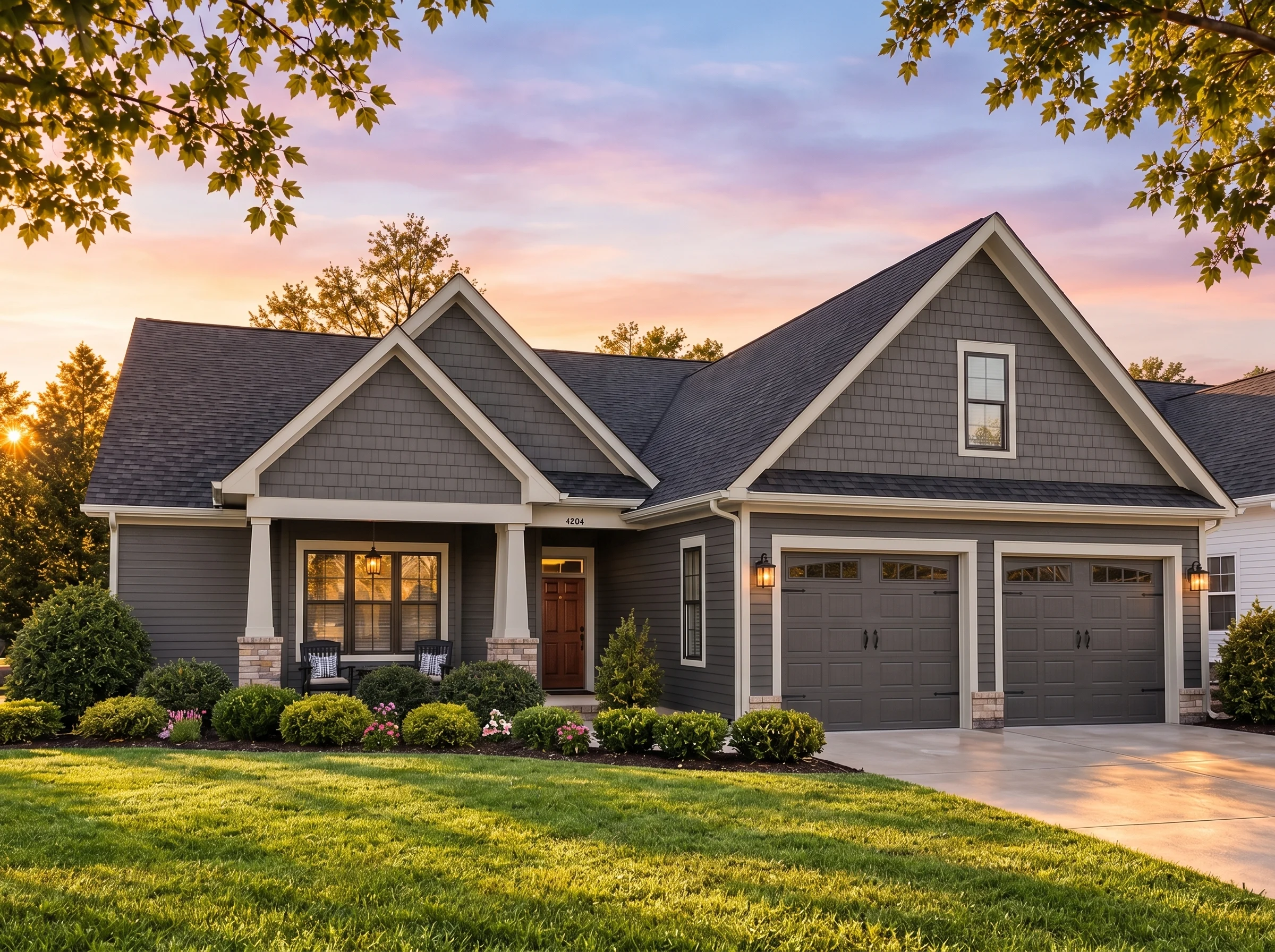 Plan  16-1547 – Lincolnshire Lodge |  Craftsman Ranch – 3-Bed, 2-Bath, 1,857 SF - Warm Charcoal, AI-generated exterior concept