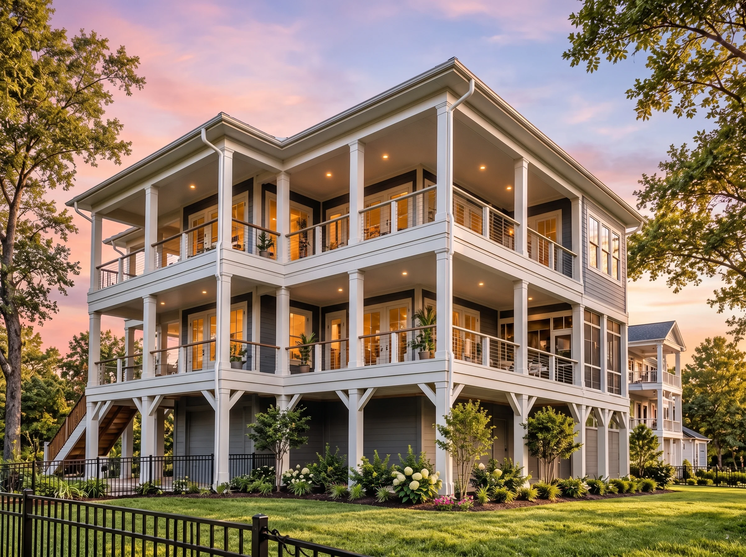 Plan  16-1810 – Georgia Coast |  Coastal – 3-Bed, 4-Bath, 3,132 SF - Warm Charcoal, AI-generated exterior concept