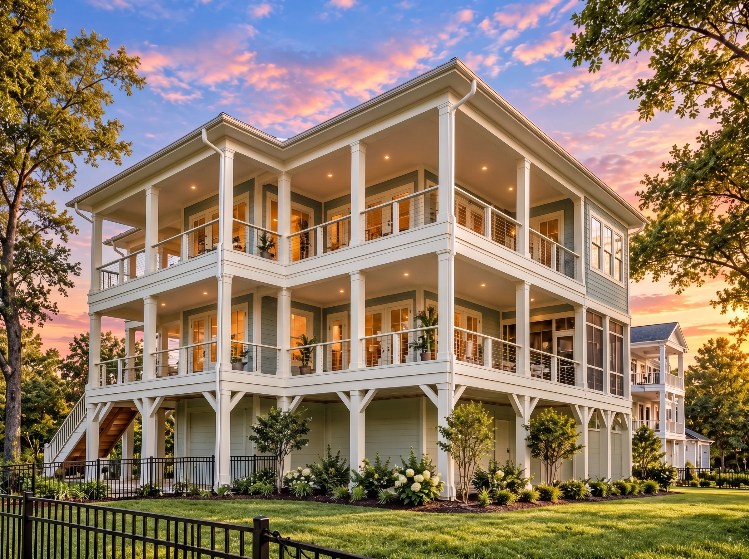 Plan  16-1810 – Georgia Coast |  Coastal – 3-Bed, 4-Bath, 3,132 SF - Muted Sage, AI-generated exterior concept
