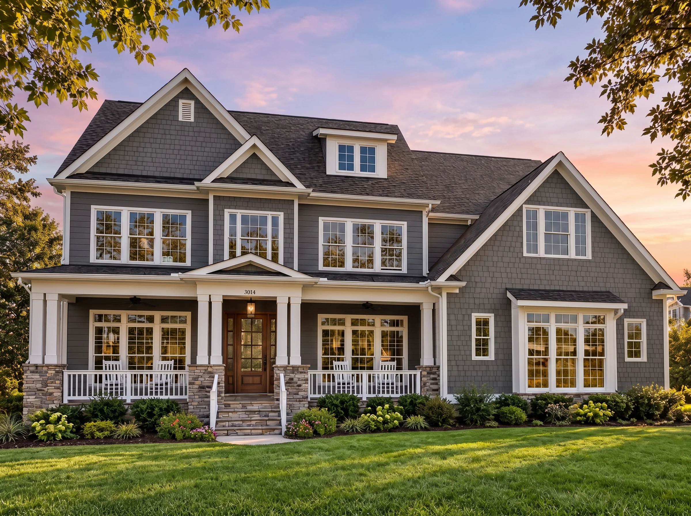 Plan  16-1786 – The Butler Station |  New American – 5-Bed, 4.5-Bath, 3,927 SF - Warm Charcoal, AI-generated exterior concept