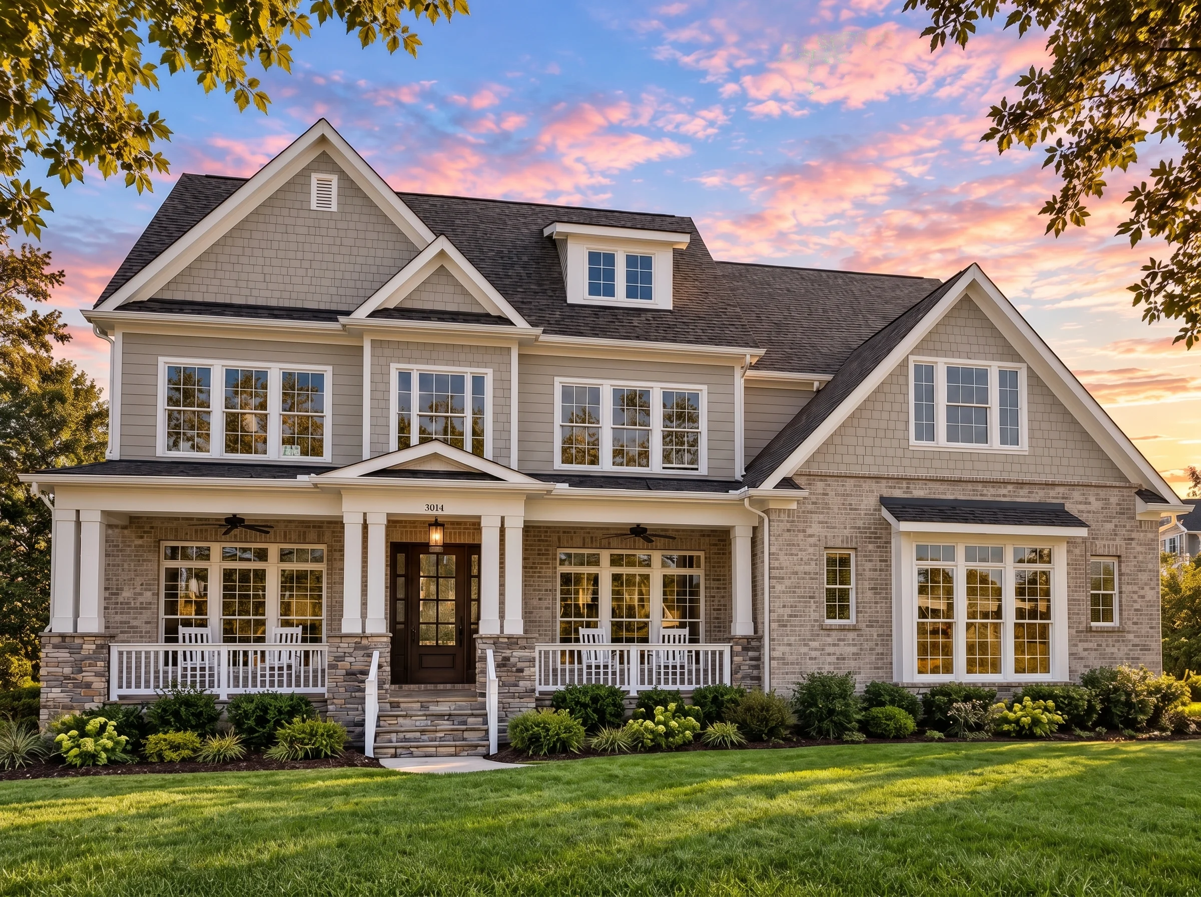 Plan  16-1786 – The Butler Station |  New American – 5-Bed, 4.5-Bath, 3,927 SF - Natural Brick, AI-generated exterior concept