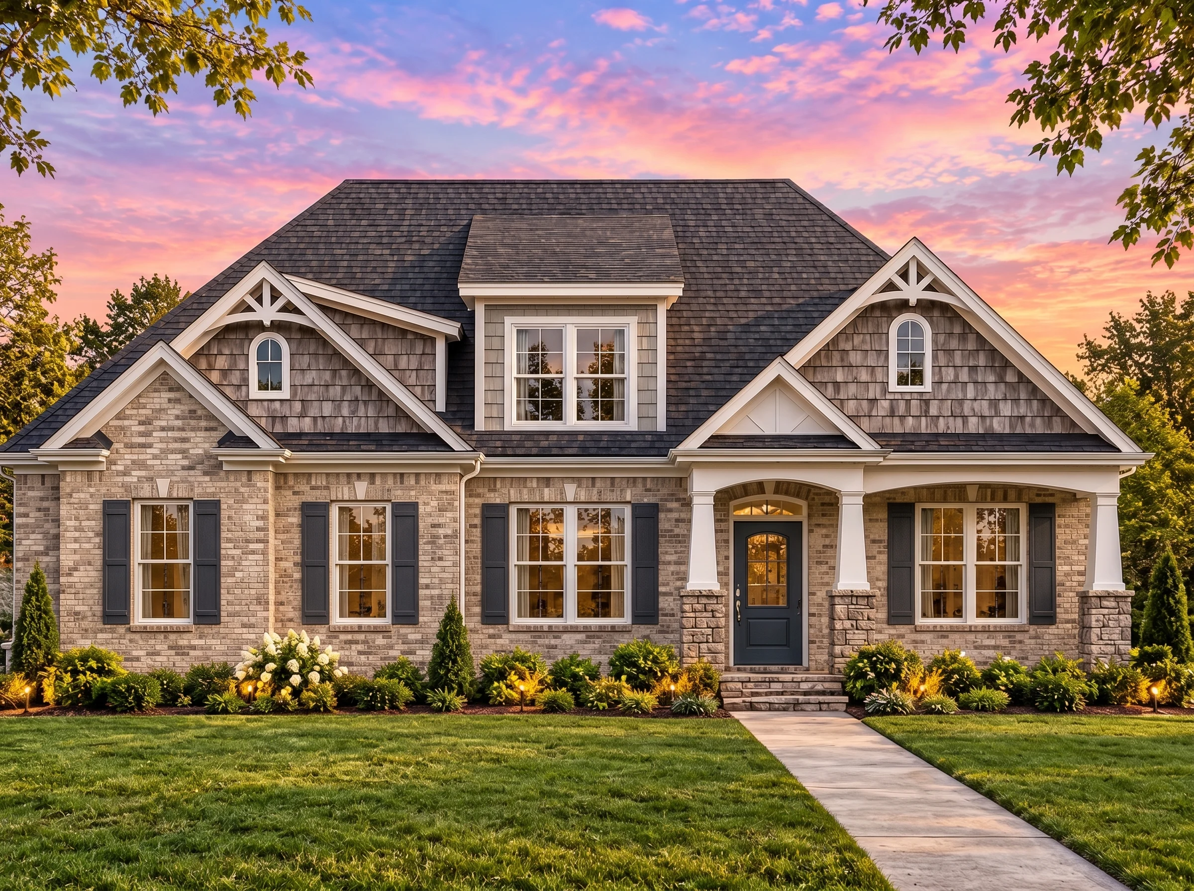 Plan  16-1734 – Auburn Crossing Homestead | Modern Farmhouse – 3-Bed, 2.5-Bath, 2,552 SF - Natural Brick, AI-generated exterior concept
