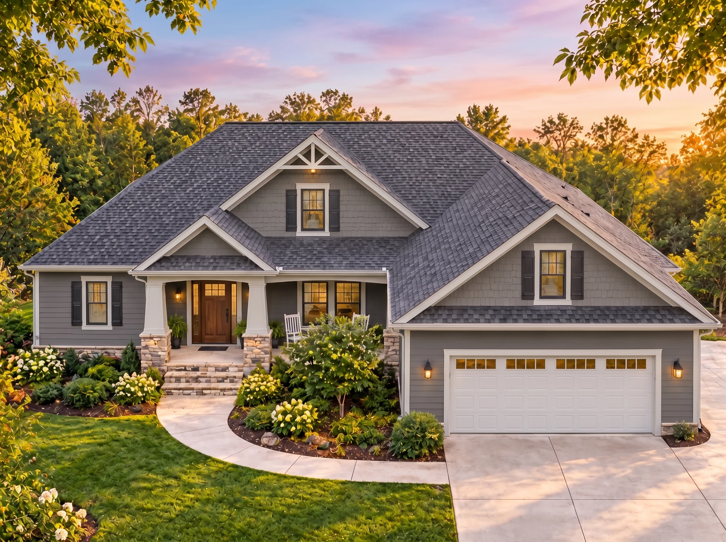 Plan  16-1713 – Zion Desert House |  Traditional Colonial – 5-Bed, 3-Bath, 2,406 SF - Warm Charcoal, AI-generated exterior concept