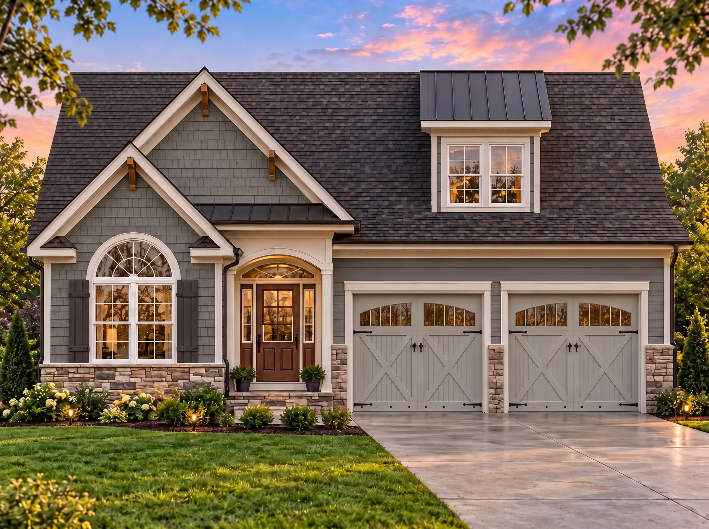 Plan  16-1693 – The Jenkins Estate |  Traditional – 3-Bed, 2-Bath, 1,451 SF - Warm Charcoal, AI-generated exterior concept