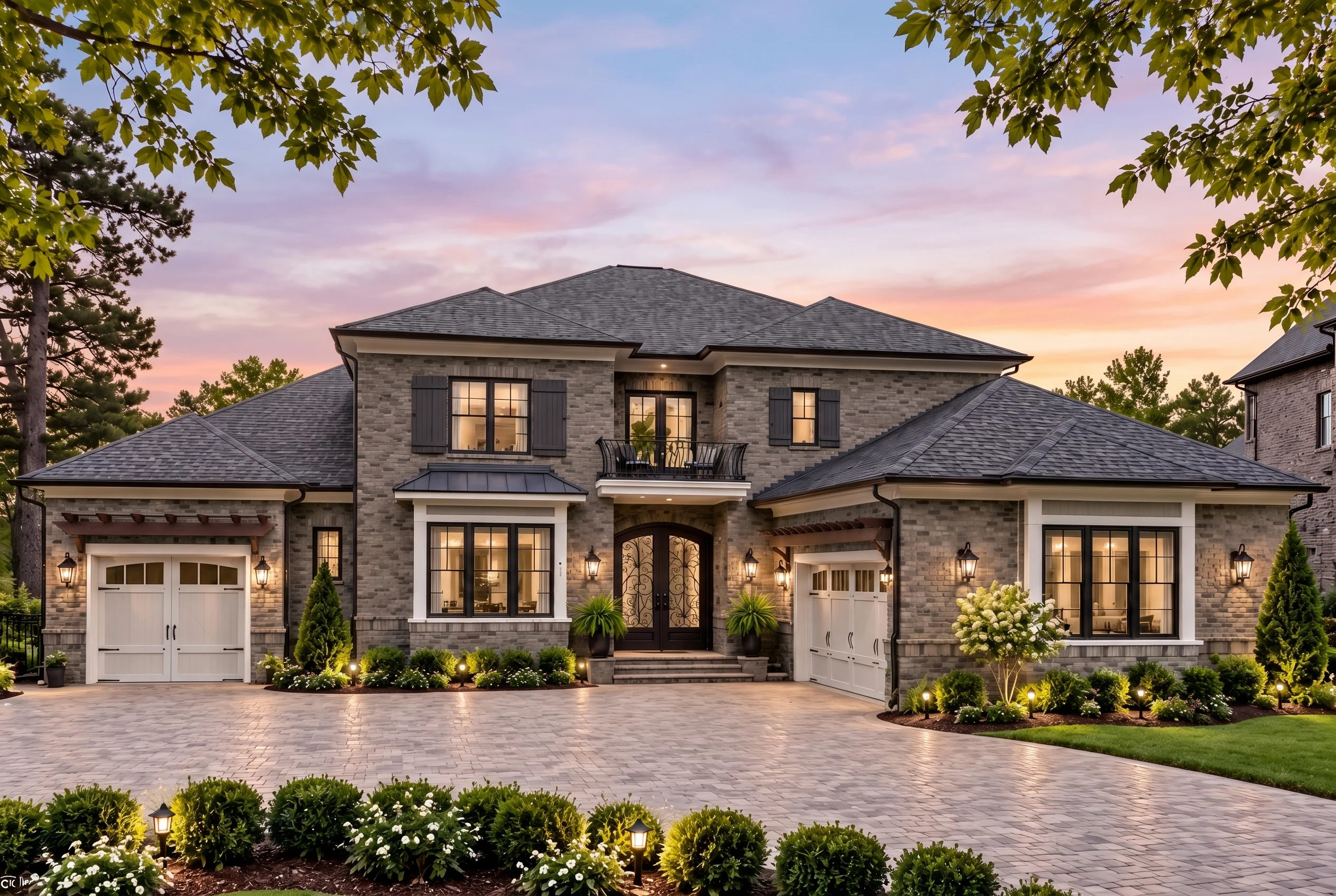 Plan  16-1690 – Aster Harbor Homestead  | Traditional – 6-Bed, 3.5-Bath, 7,924 SF - Warm Charcoal, AI-generated exterior concept