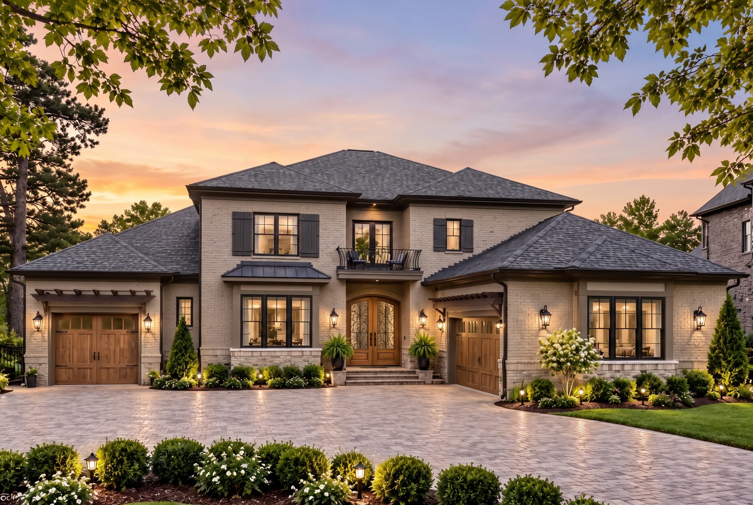 Plan  16-1690 – Aster Harbor Homestead  | Traditional – 6-Bed, 3.5-Bath, 7,924 SF - Mushroom Taupe, AI-generated exterior concept