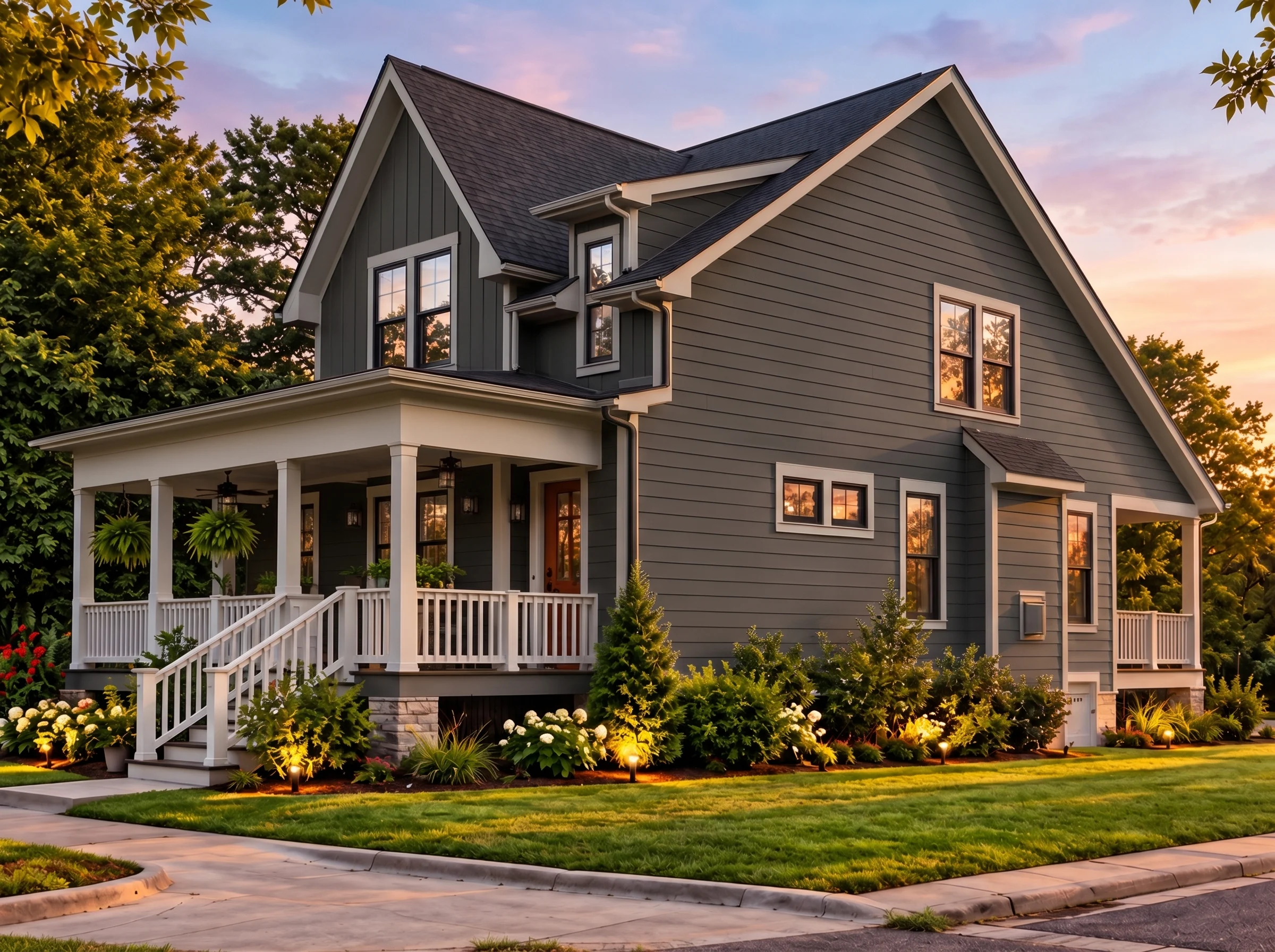 Plan  16-1683 – Appalachian Ridge |  Modern Farmhouse – 3-Bed, 3-Bath, 1,959 SF - Warm Charcoal, AI-generated exterior concept