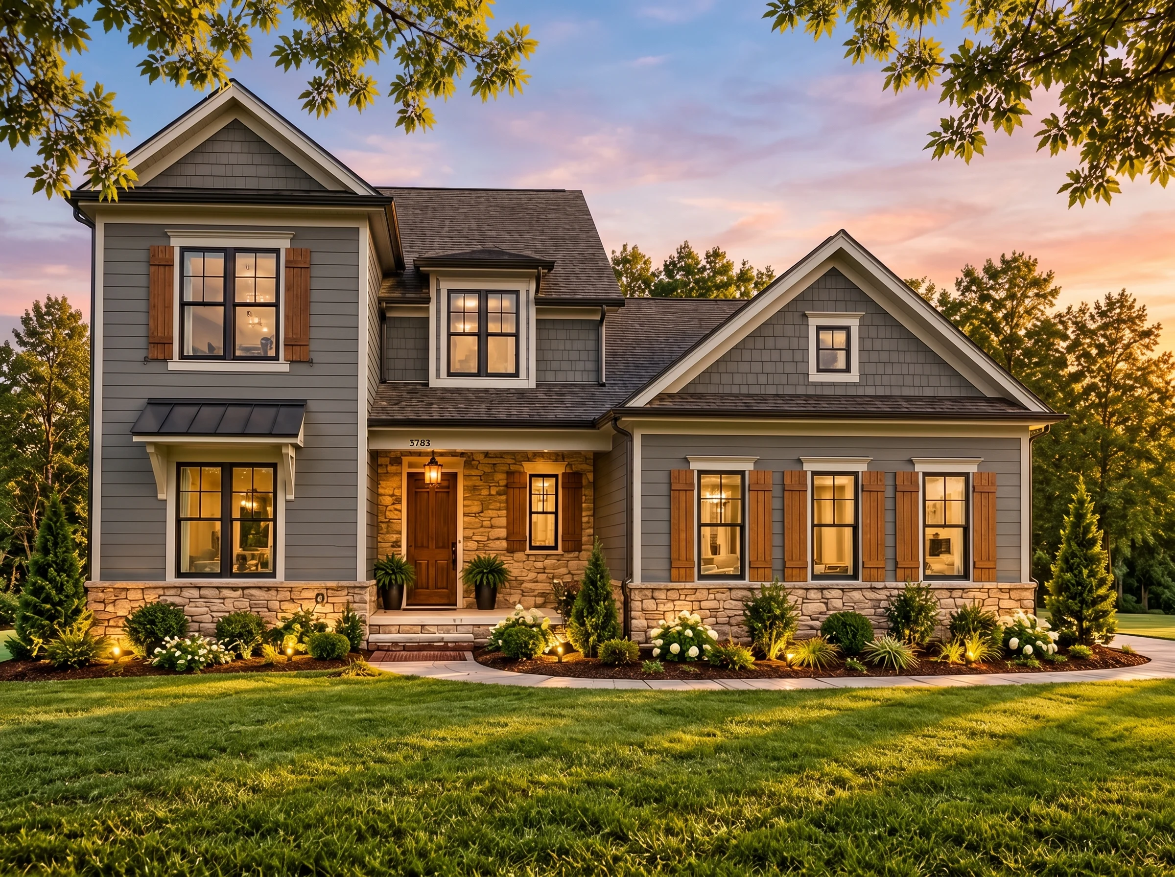 Plan  16-1662 – The Coachhouse | New  American – 4-Bed, 4-Bath, 2,963 SF - Warm Charcoal, AI-generated exterior concept