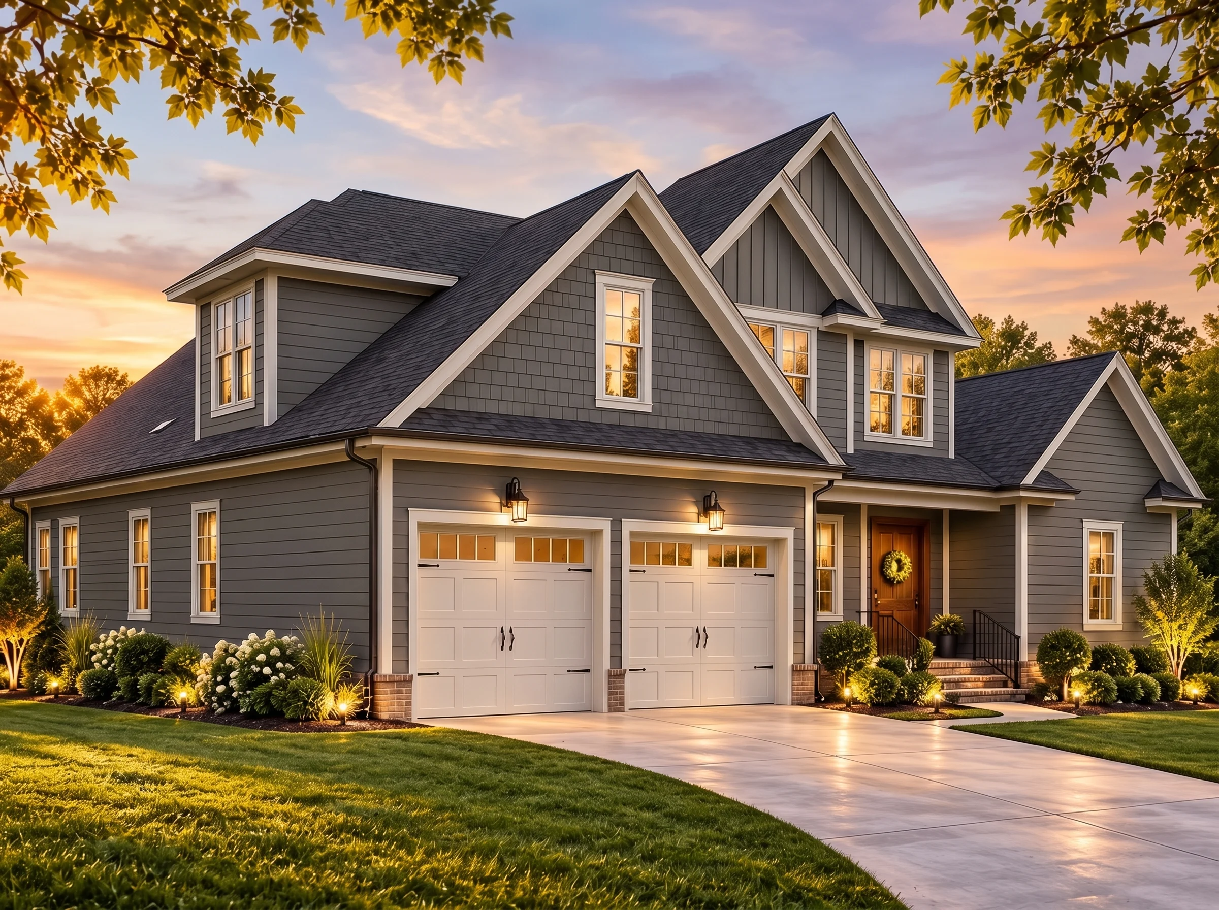 Plan  16-1660 – Aster Ridge Hall |  New American – 4-Bed, 3-Bath, 3,304 SF - Warm Charcoal, AI-generated exterior concept