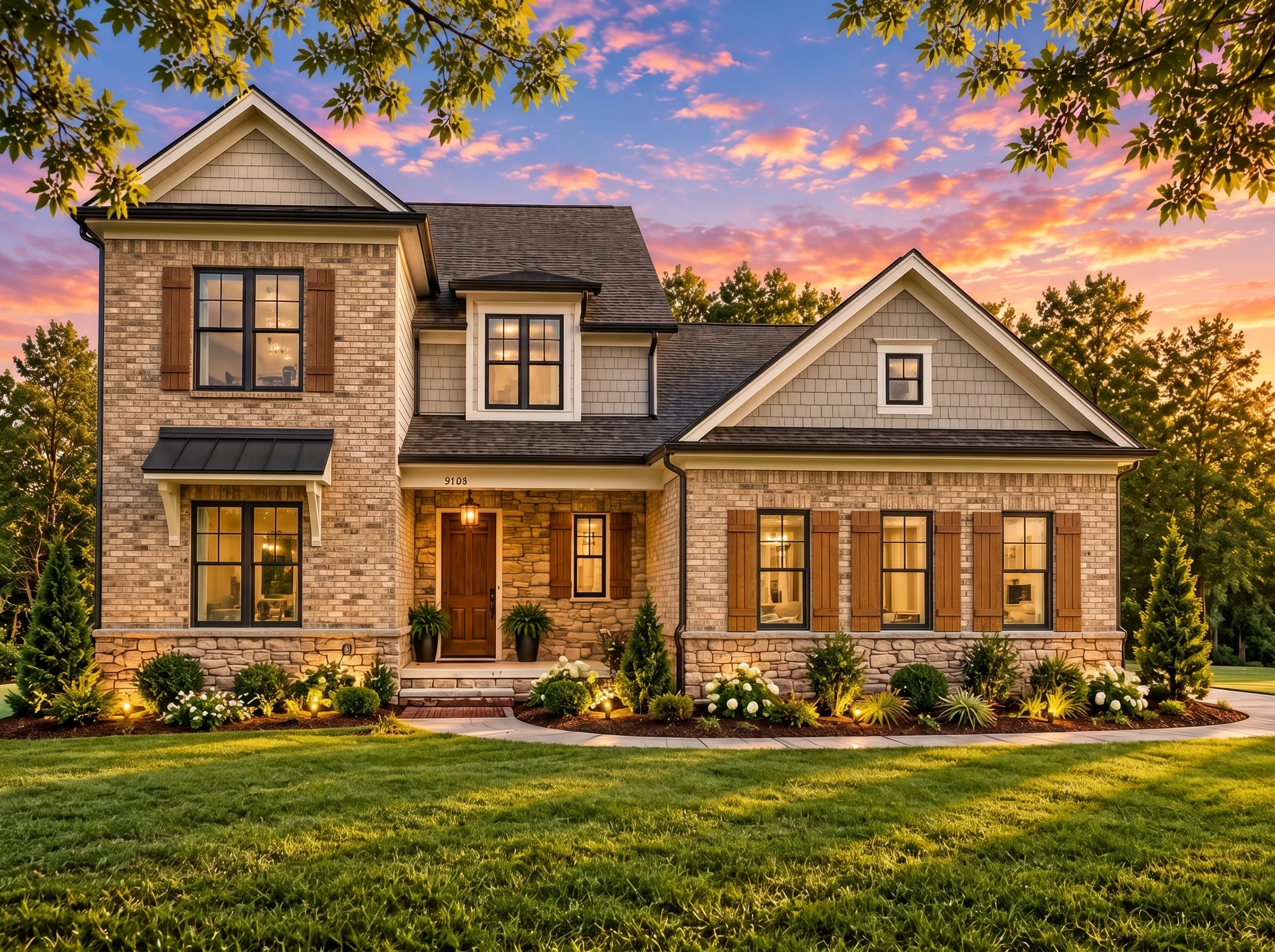 Plan  16-1662 – The Coachhouse | New  American – 4-Bed, 4-Bath, 2,963 SF - Natural Brick, AI-generated exterior concept