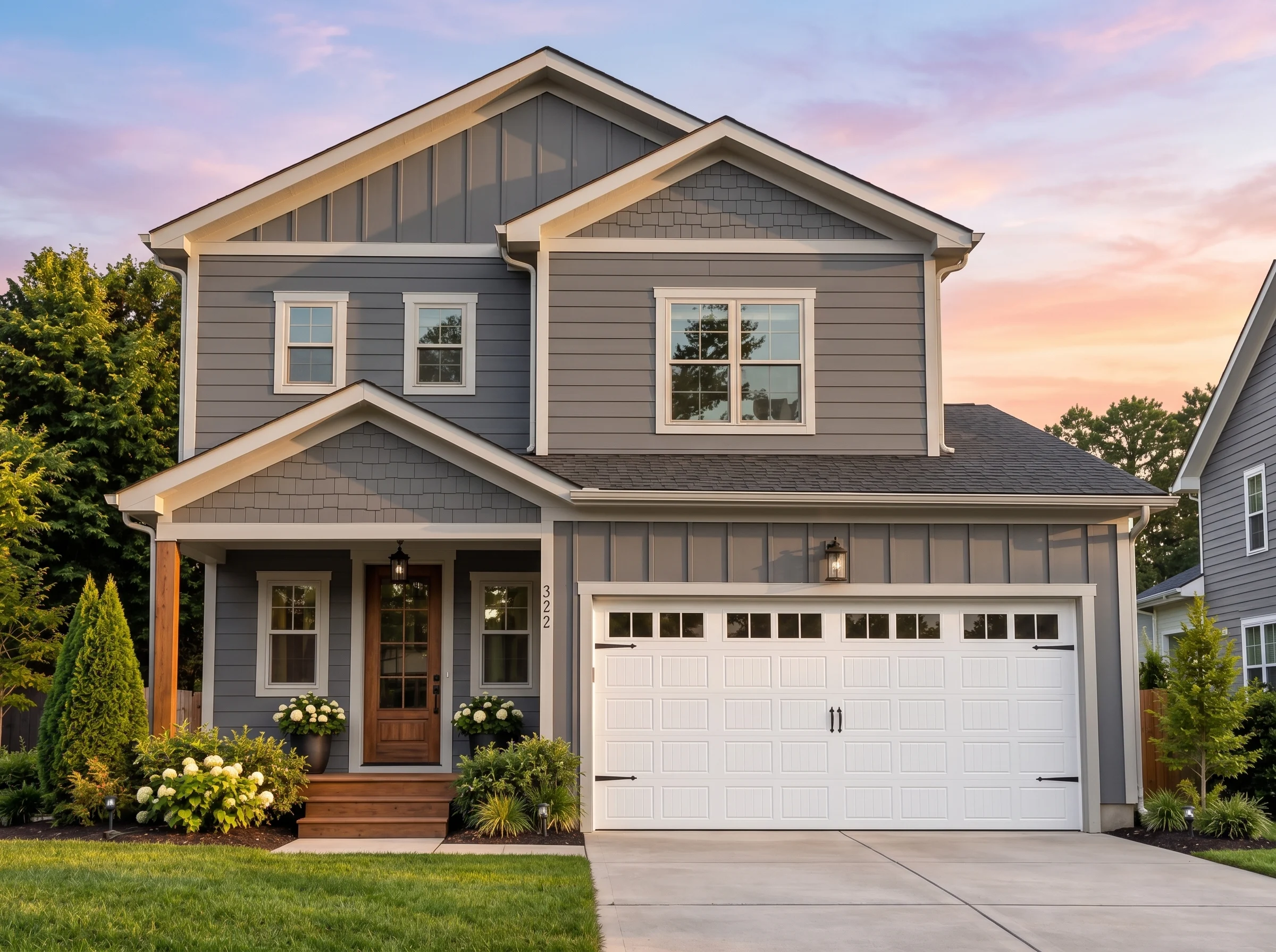 Plan  16-1635 – Aster Grove Cottage  | New American – 3-Bed, 3-Bath, 2,050 SF - Warm Charcoal, AI-generated exterior concept