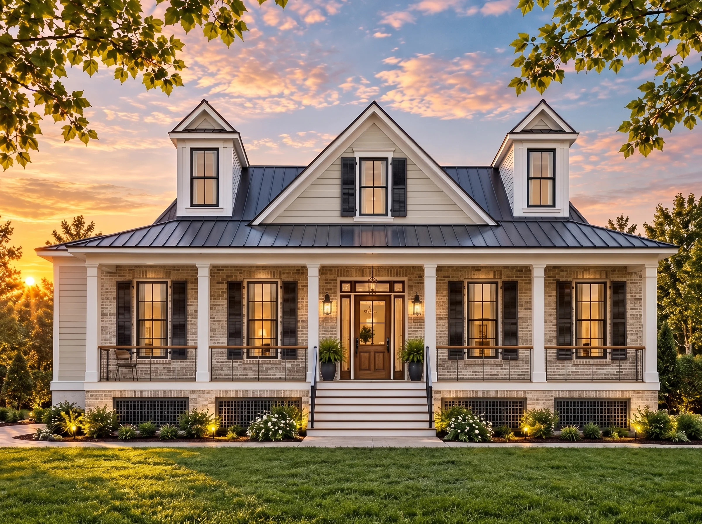 Plan  16-1639 – Aster View Cottage |  Cape Cod – 3-Bed, 4-Bath, 3,034 SF - Natural Brick, AI-generated exterior concept